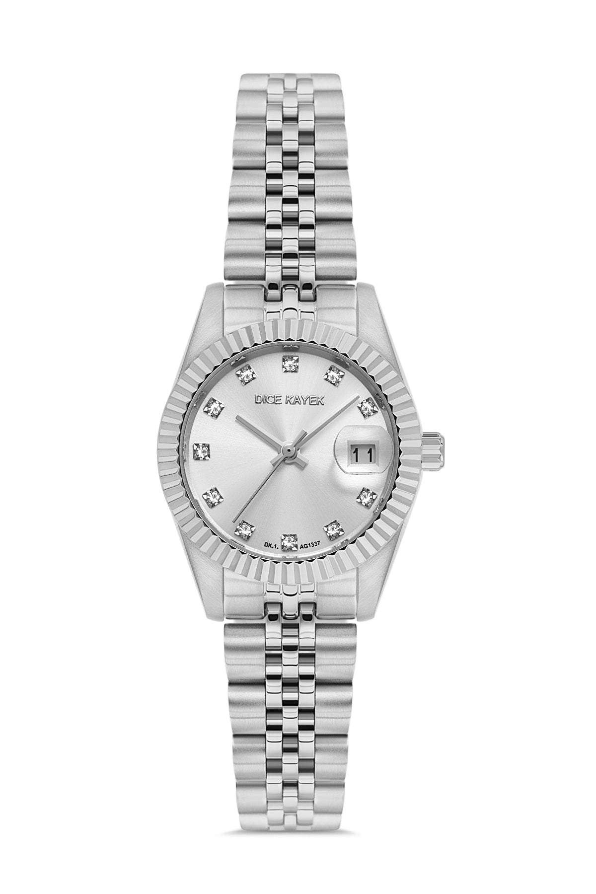 DICE KAYEK Beyaz Kadranlı Gümüş Paslanmaz Masif Çelik Kadın Kol Saati - DK.1.AG1337.01