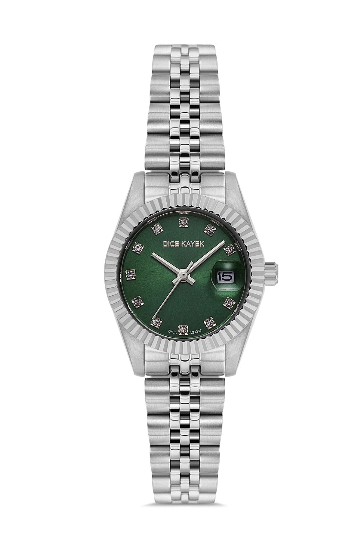 DICE KAYEK Yeşil Kadranlı Gümüş Paslanmaz Masif Çelik Kadın Kol Saati - DK.1.AG1337.02