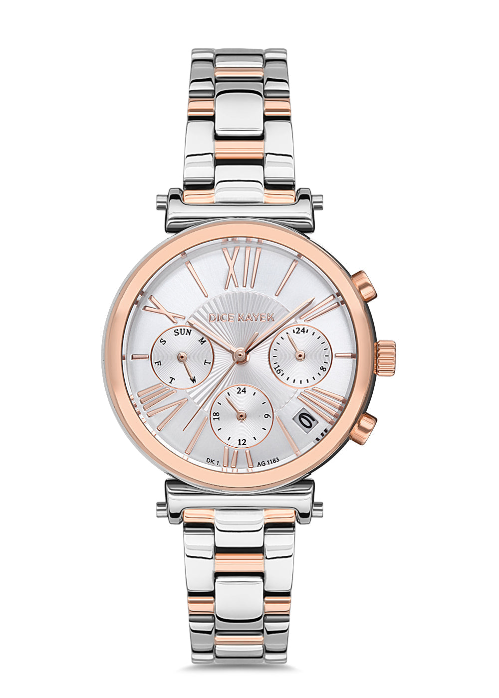 DICE KAYEK Beyaz Kadranlı Rose Gümüş Kaplamalı Kadın Kol Saati - DK.1.AG1183.07
