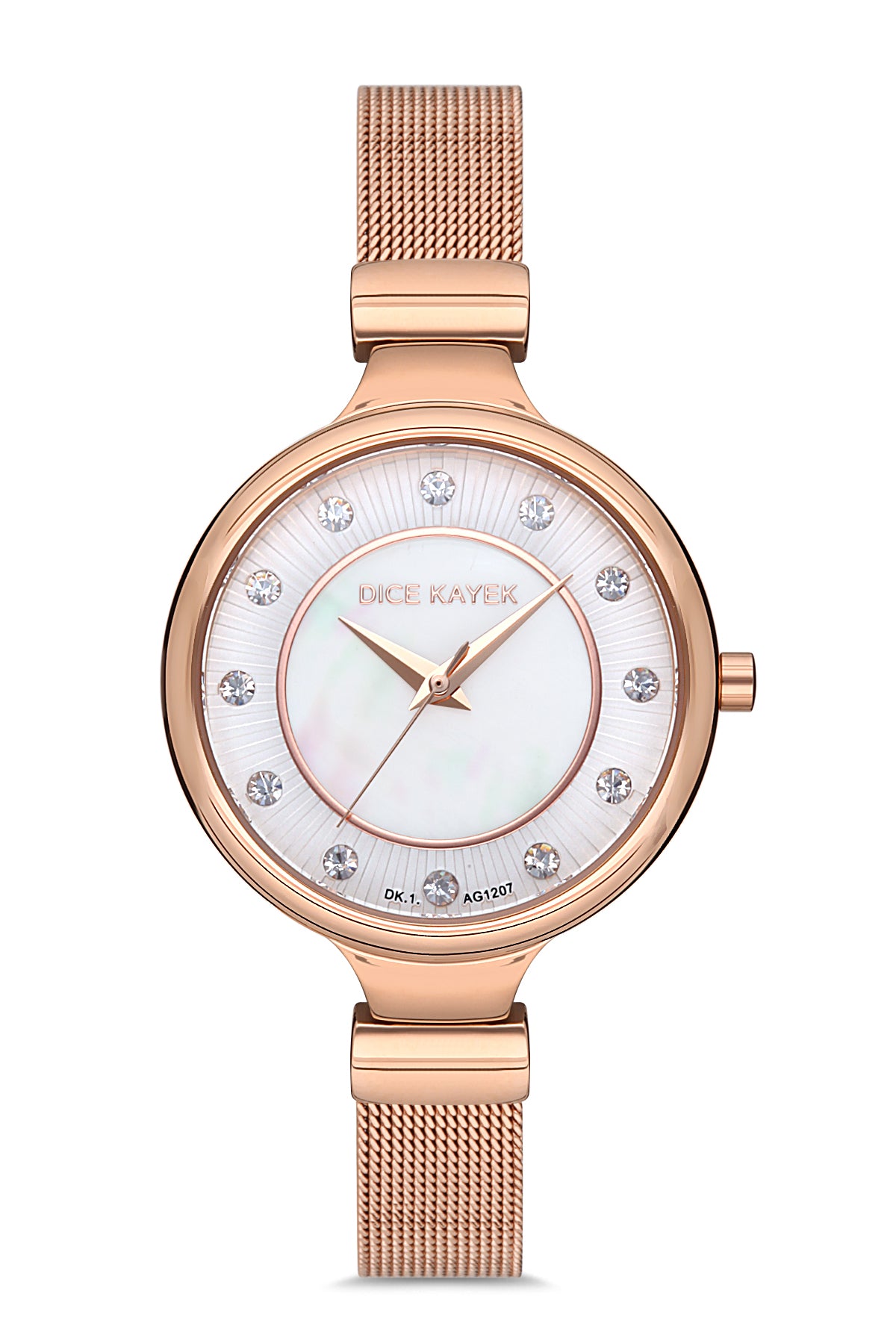DICE KAYEK Beyaz Kadranlı Rose Kaplamalı Kadın Kol Saati - DK.1.AG1207.01