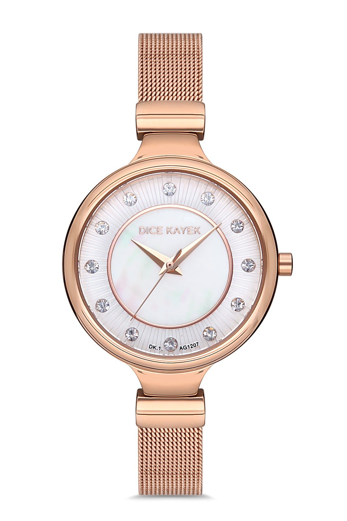 DICE KAYEK Beyaz Kadranlı Rose Kaplamalı Kadın Kol Saati - DK.1.AG1207.01