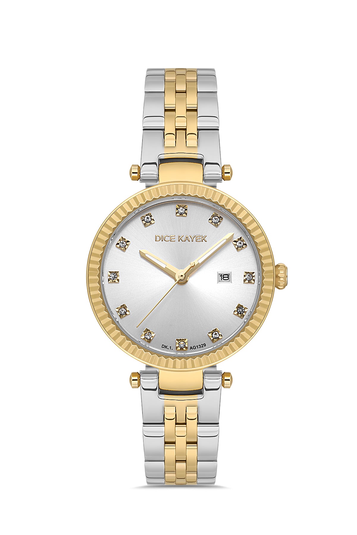 DICE KAYEK Beyaz Kadranlı Sarı Beyaz Kaplamalı Kadın Kol Saati - DK.1.AG1329.05