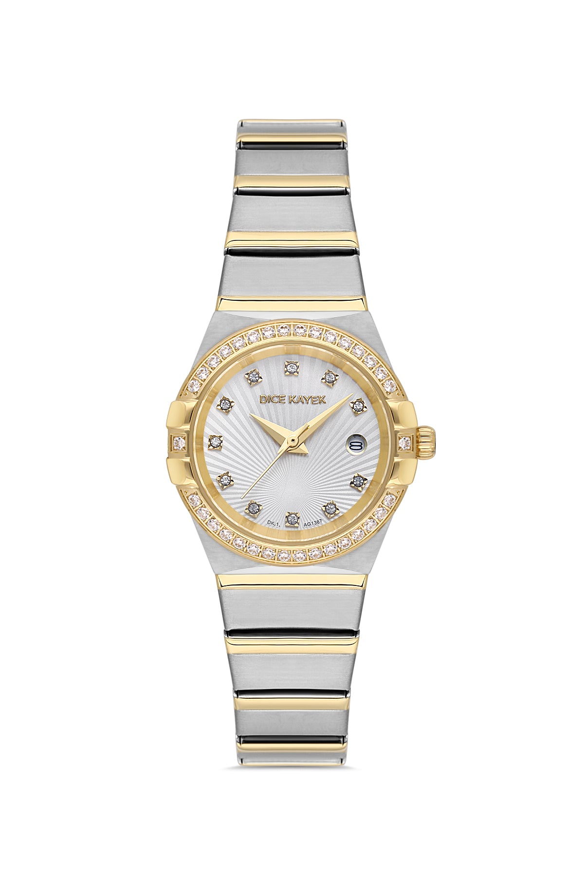 DICE KAYEK Beyaz Kadranlı Sarı Beyaz Kaplamalı Kadın Kol Saati - DK.1.AG1367.05