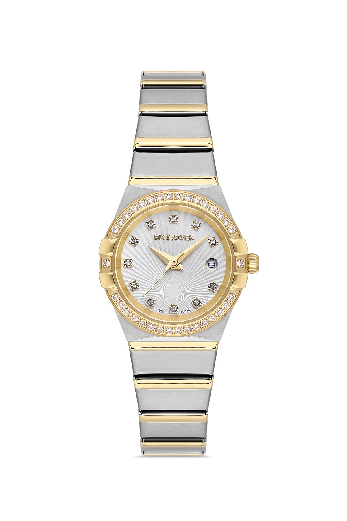 DICE KAYEK Beyaz Kadranlı Sarı Beyaz Kaplamalı Kadın Kol Saati - DK.1.AG1367.05