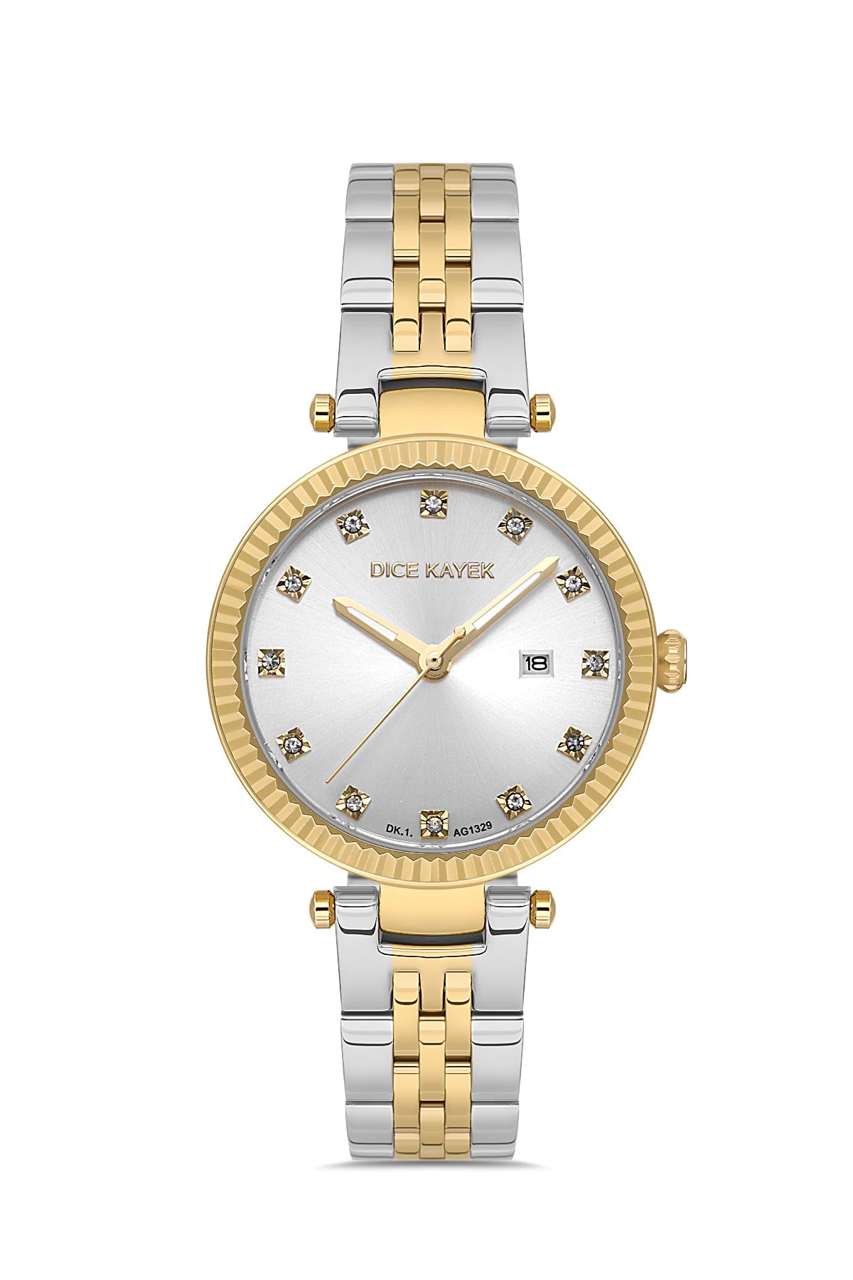 DICE KAYEK Beyaz Kadranlı Sarı Beyaz Kaplamalı Kadın Kol Saati - DK.1.AG1329.05