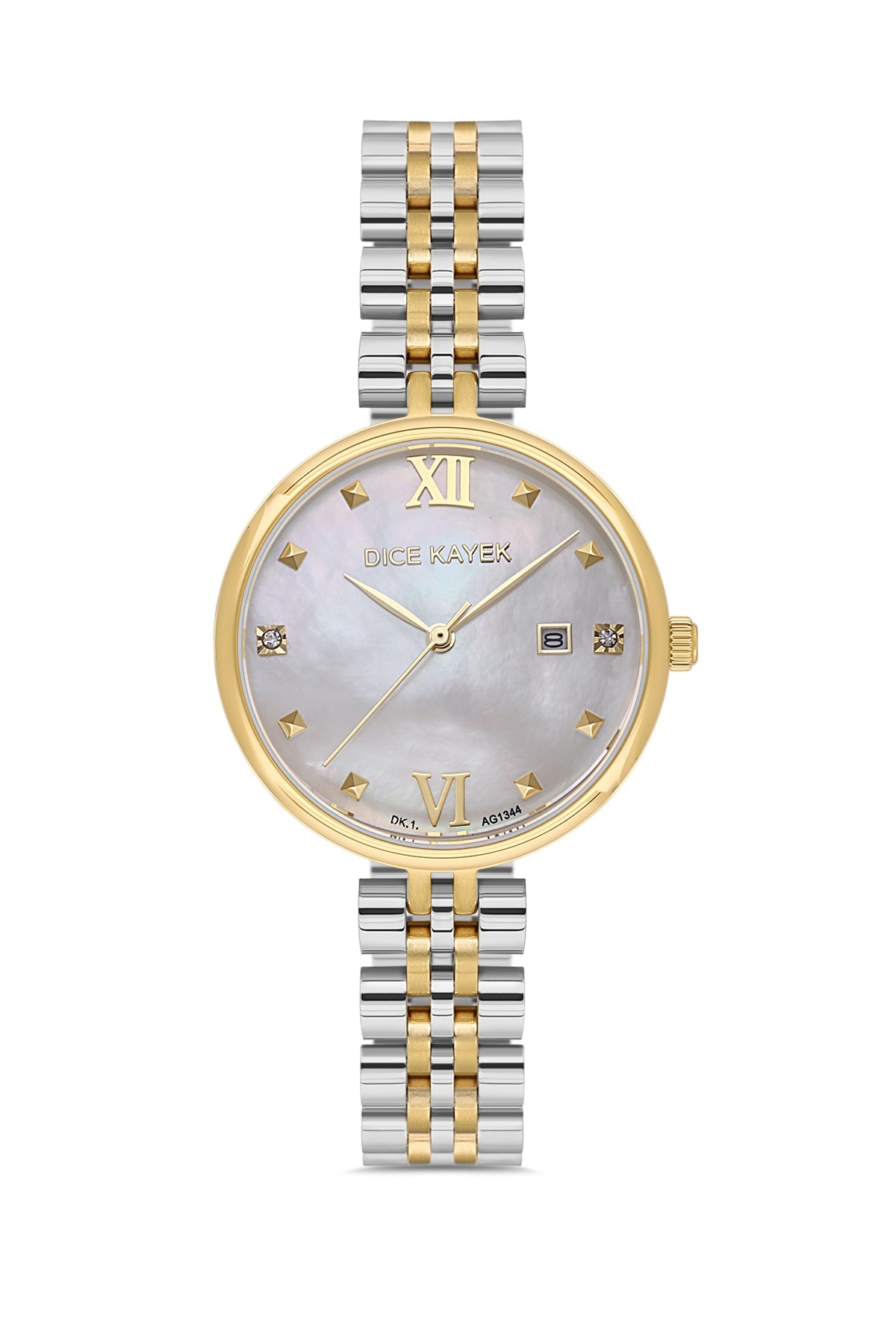 DICE KAYEK Beyaz Kadranlı Sarı Beyaz Kaplamalı Kadın Kol Saati - DK.1.AG1344.03