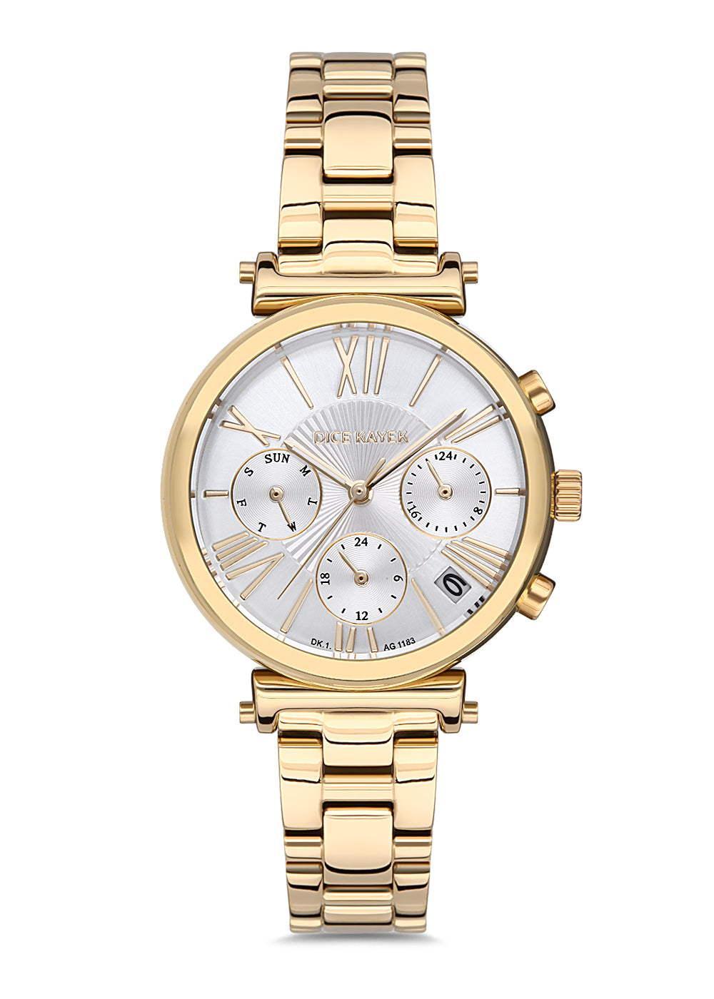 DICE KAYEK Beyaz Kadranlı Sarı Kaplamalı Kadın Kol Saati - DK.1.AG1183.08