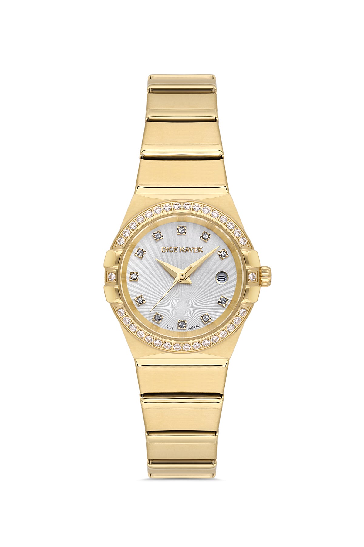 DICE KAYEK Beyaz Kadranlı Sarı Kaplamalı Kadın Kol Saati - DK.1.AG1367.07