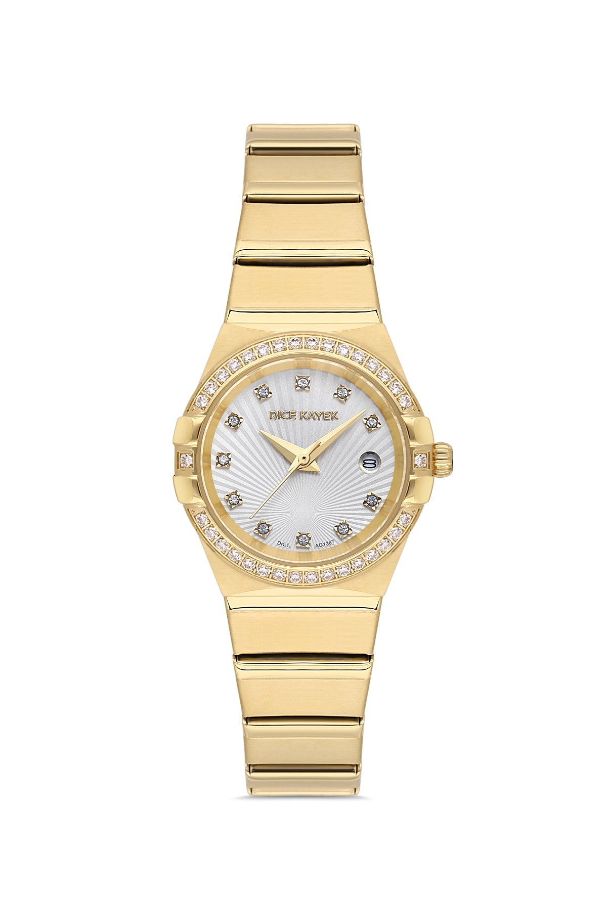 DICE KAYEK Beyaz Kadranlı Sarı Kaplamalı Kadın Kol Saati - DK.1.AG1367.07