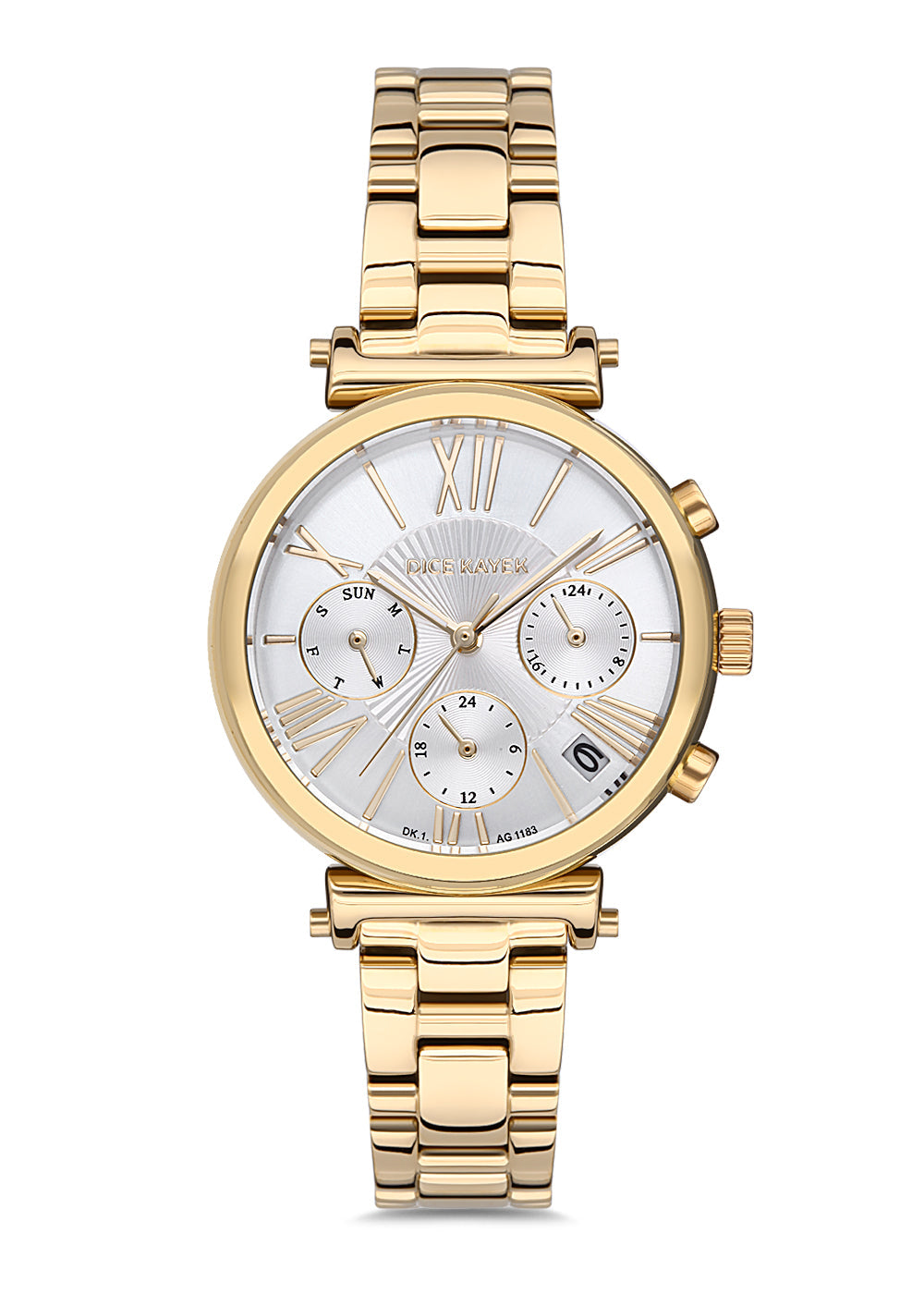 DICE KAYEK Beyaz Kadranlı Sarı Kaplamalı Kadın Kol Saati - DK.1.AG1183.08
