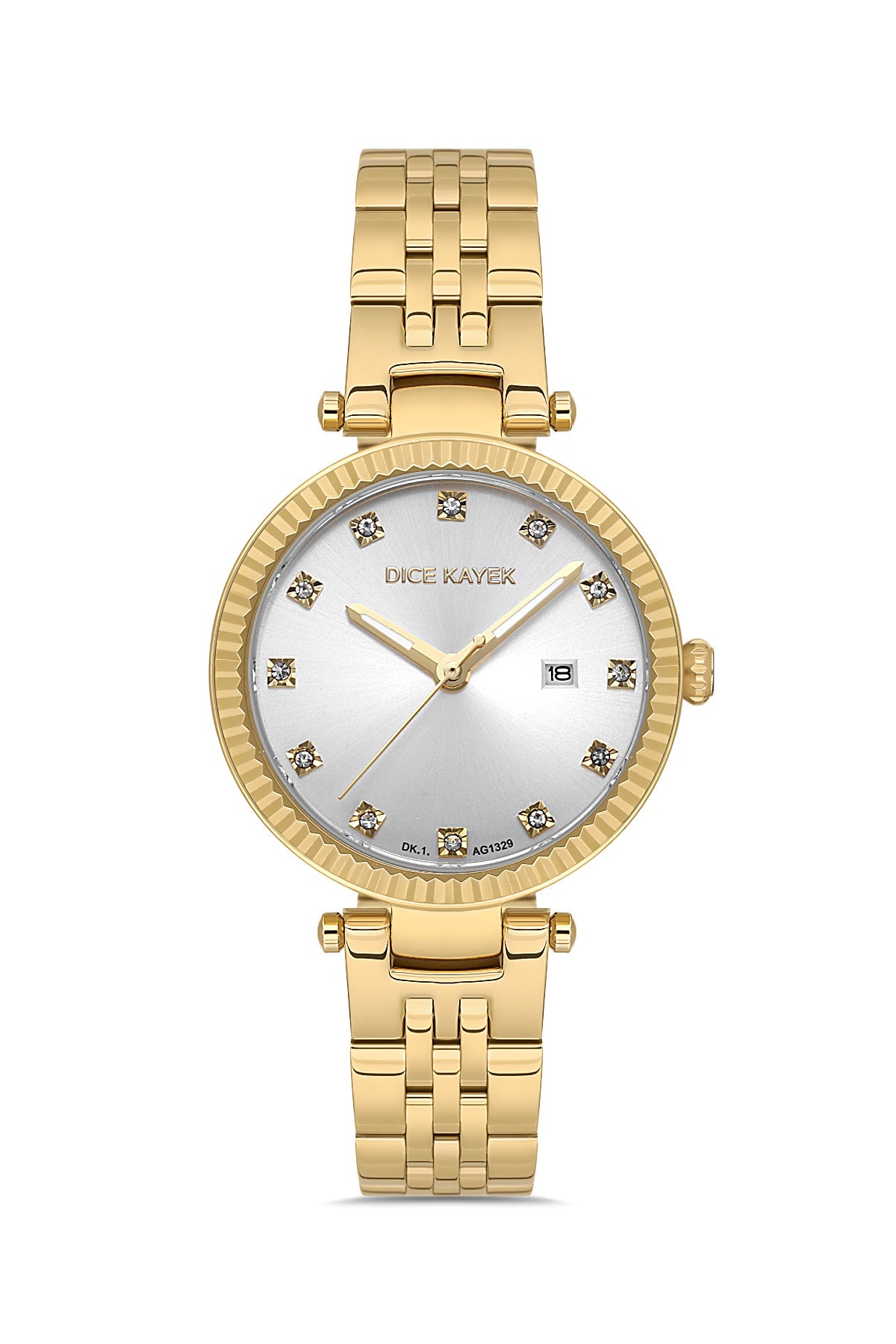DICE KAYEK Beyaz Kadranlı Sarı Kaplamalı Kadın Kol Saati - DK.1.AG1329.08