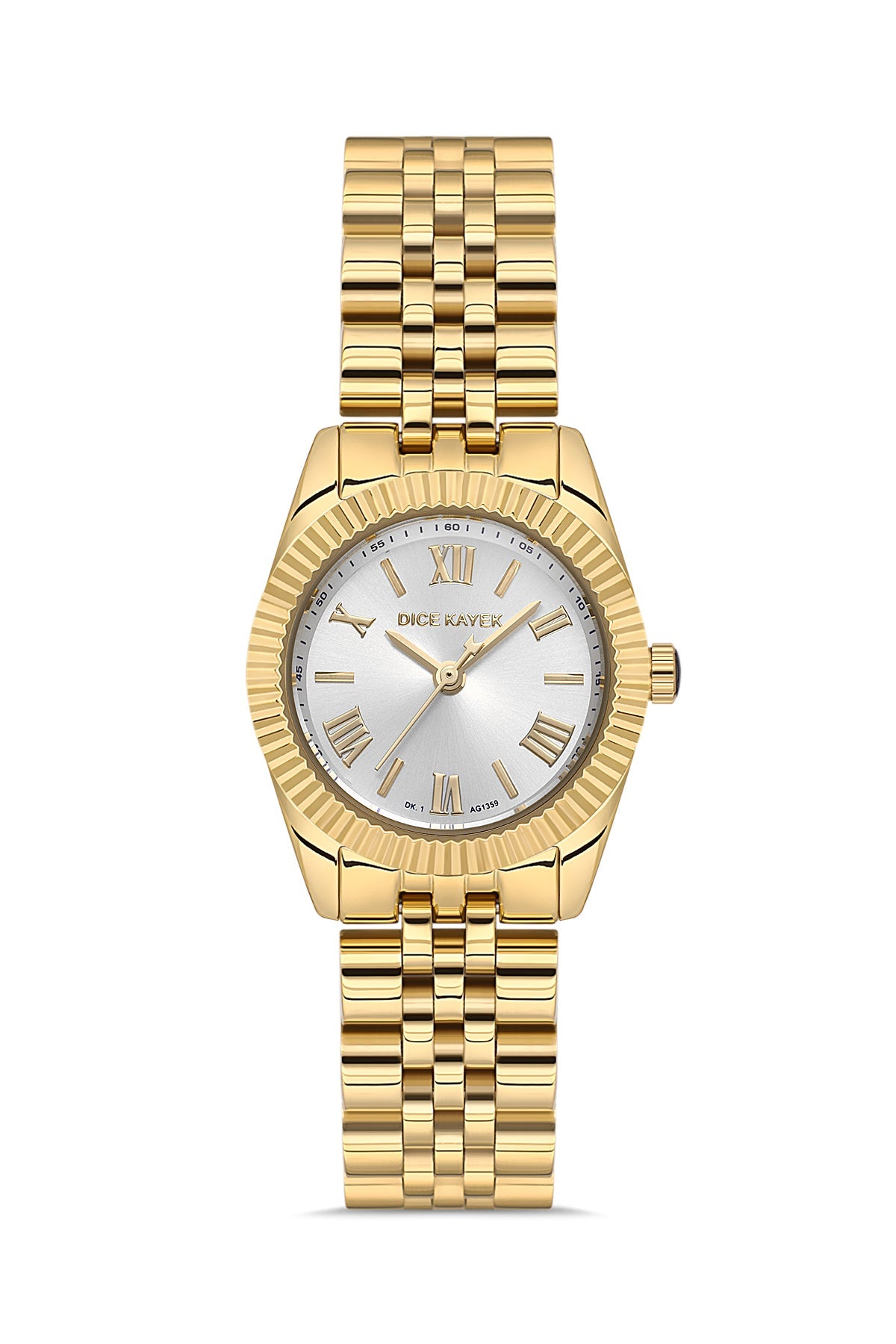 DICE KAYEK Beyaz Kadranlı Sarı Kaplamalı Kadın Kol Saati - DK.1.AG1359.07