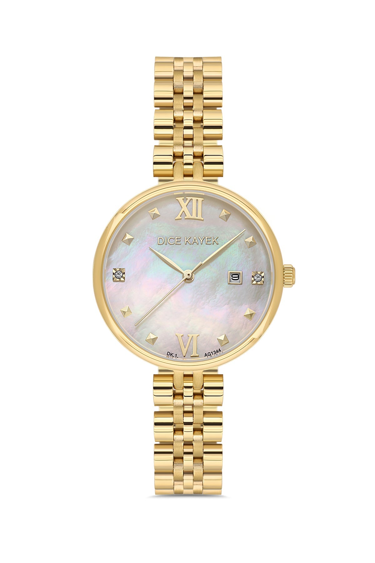 DICE KAYEK Beyaz Kadranlı Sarı Kaplamalı Kadın Kol Saati - DK.1.AG1344.07