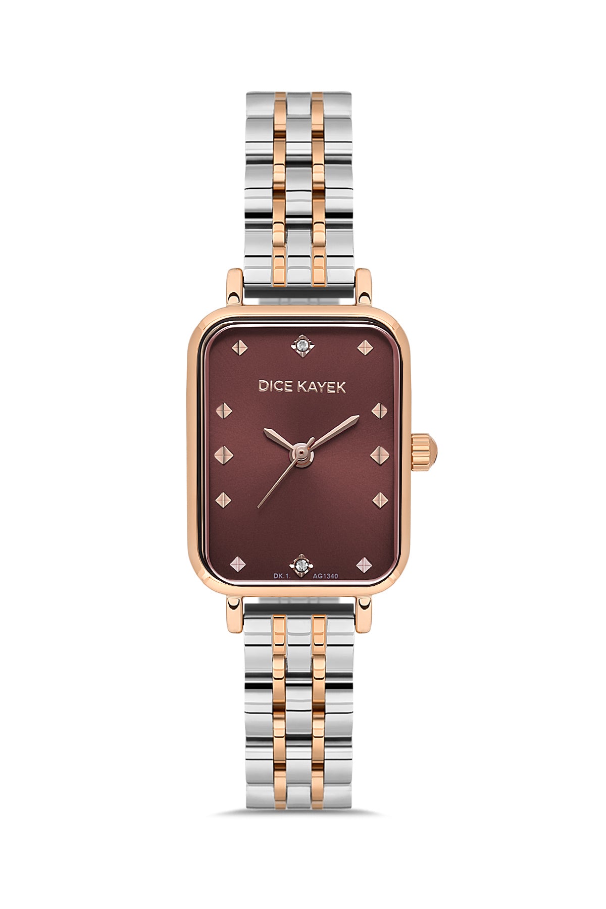 DICE KAYEK Kahverengi Kadranlı Rose-Gümüş Kaplamalı Kadın Kol Saati - DK.1.AG1340.09