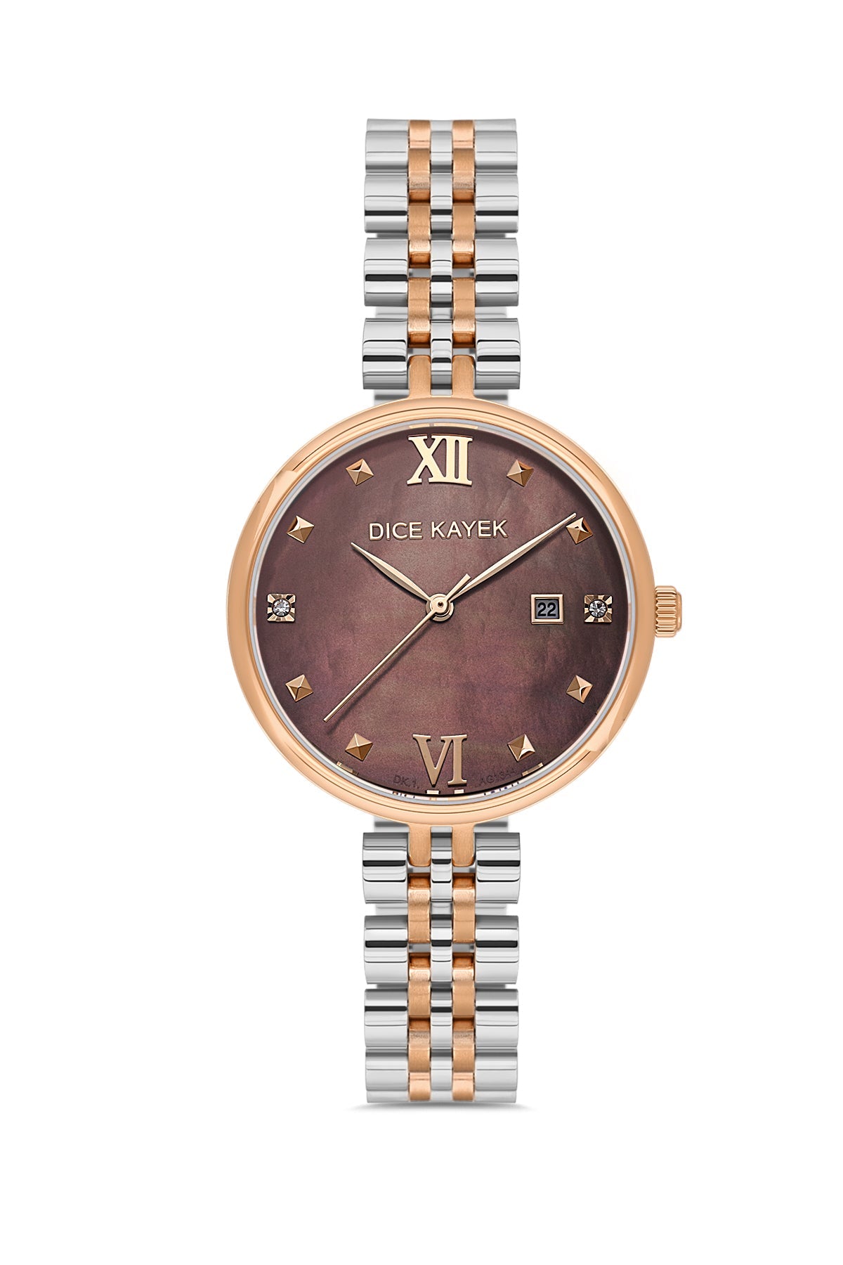 DICE KAYEK Kahverengi Kadranlı Rose-Gümüş Kaplamalı Kadın Kol Saati - DK.1.AG1344.05