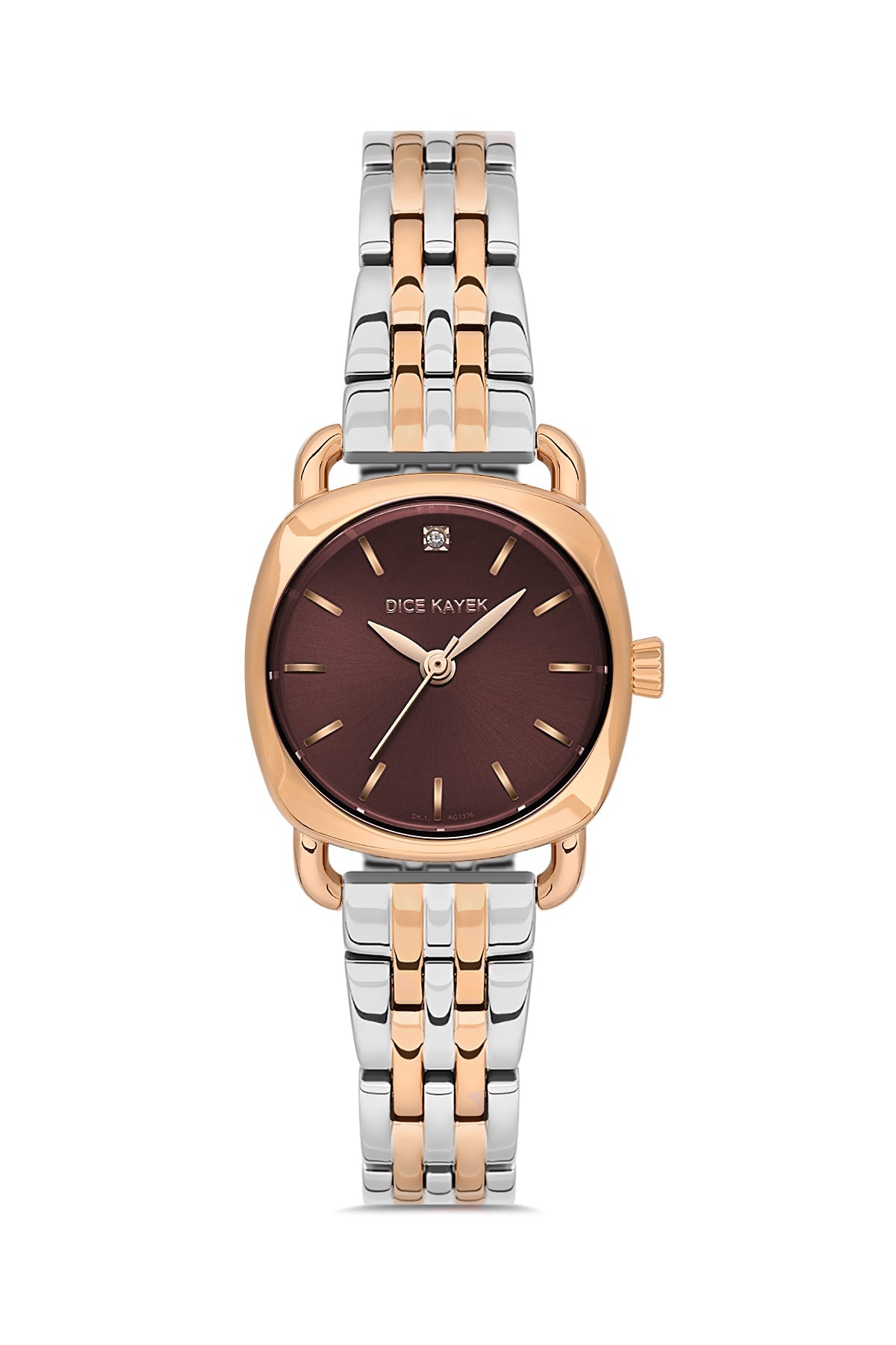 DICE KAYEK Kahverengi Kadranlı Rose-Gümüş Kaplamalı Kadın Kol Saati - DK.1.AG1336.08