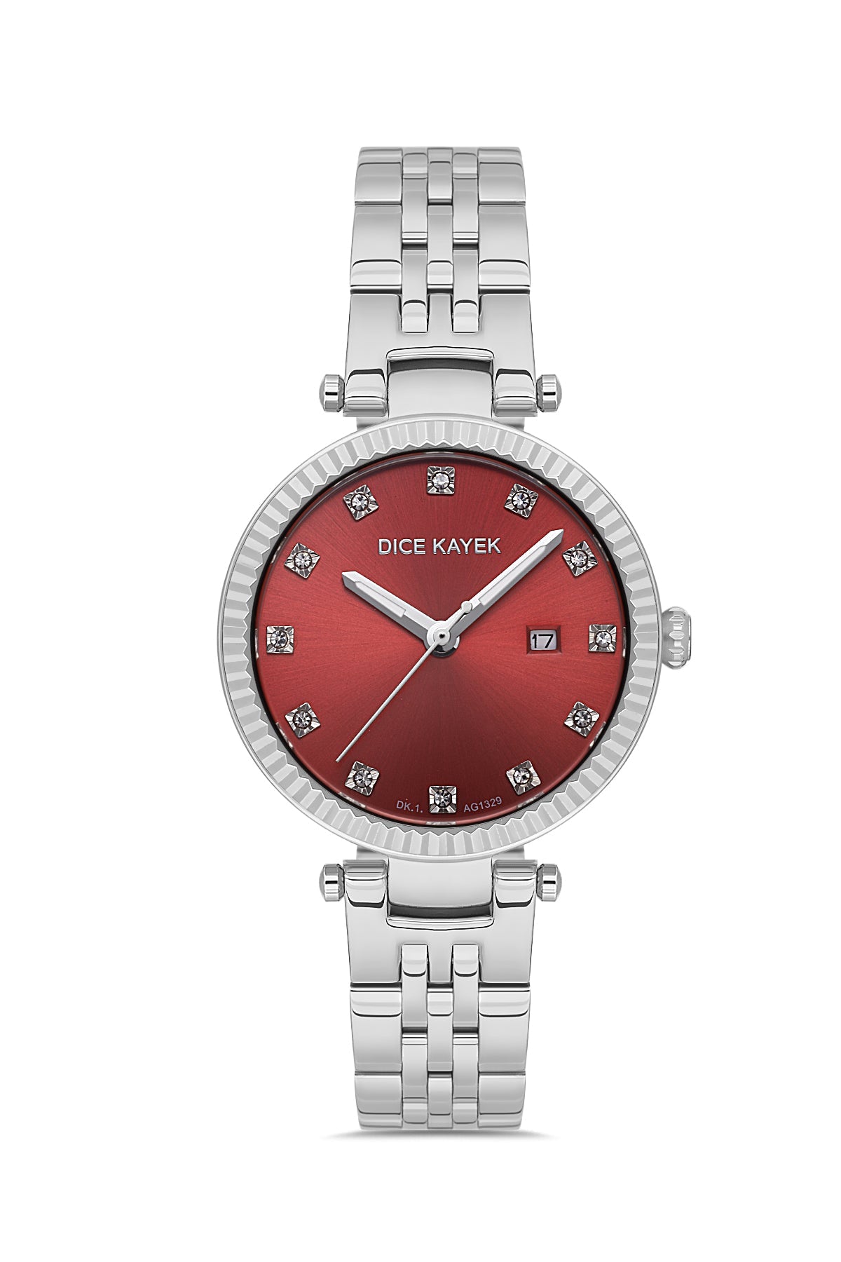 DICE KAYEK Kırmızı Kadranlı Gümüş Kaplamalı Kadın Kol Saati - DK.1.AG1329.04