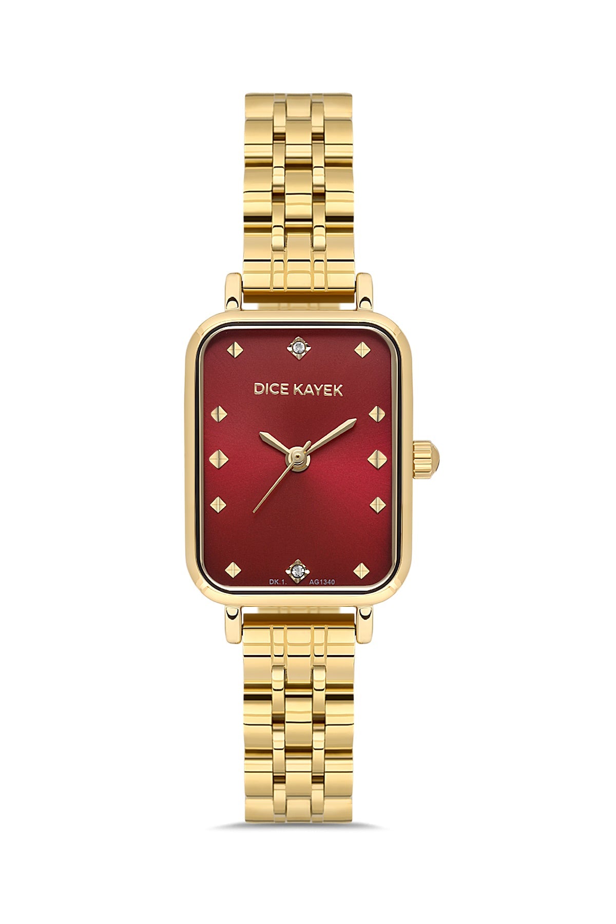 DICE KAYEK Kırmızı Kadranlı Sarı Kaplamalı Kadın Kol Saati - DK.1.AG1340.12