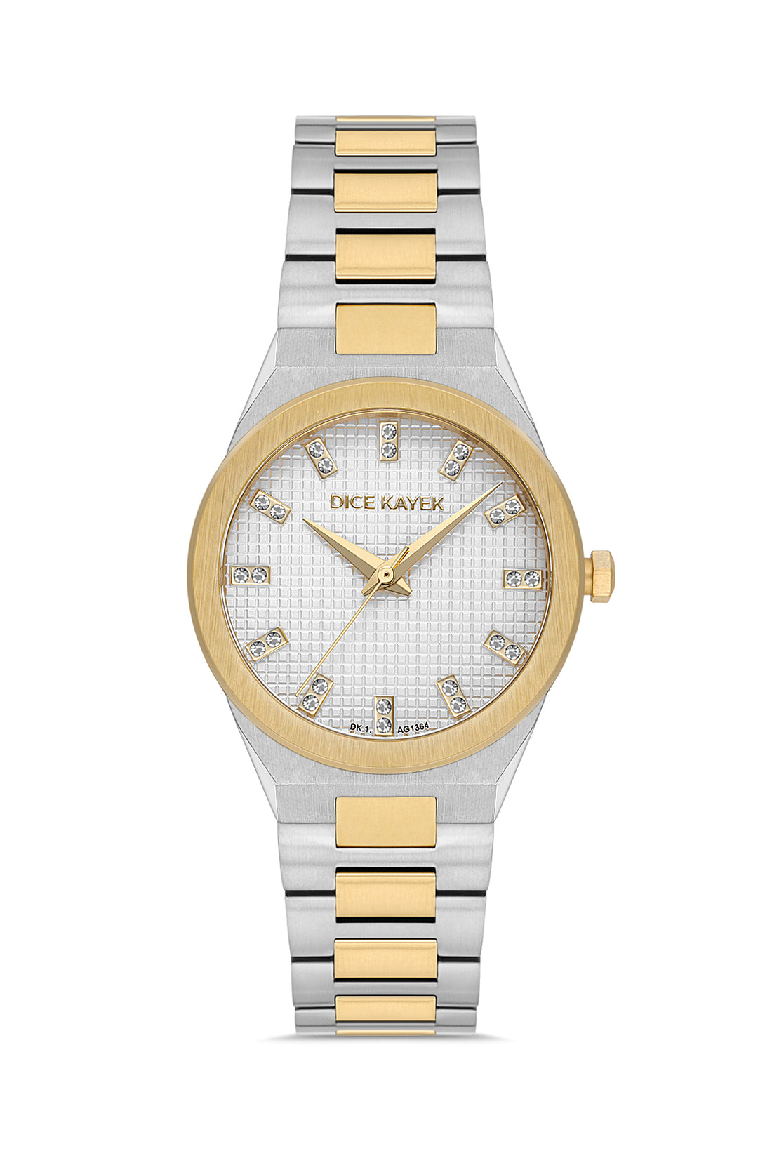 Dice Kayek gümüş kadranlı sarı kaplamalı kadın kol saati, model DK.1.AG1364.05 — ön görünüm