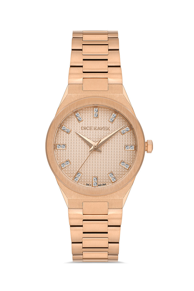 Dice Kayek women's wristwatch with rose dial and rose gold-plated case, model DK.1.AG1364.09 — front view