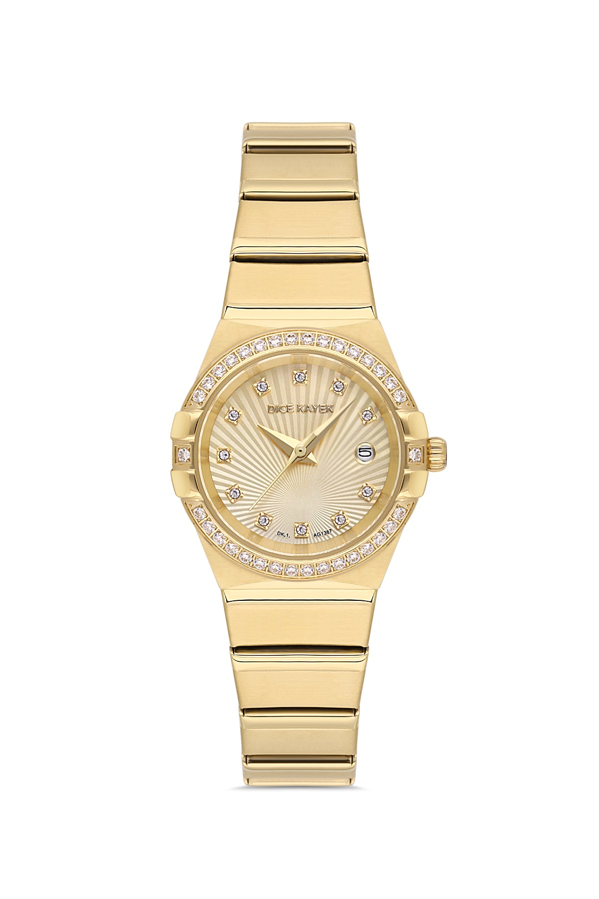 DICE KAYEK Sari Kadranlı Sari Paslanmaz masif çelik Kadın Kol Saati - DK.1.AG1367.08