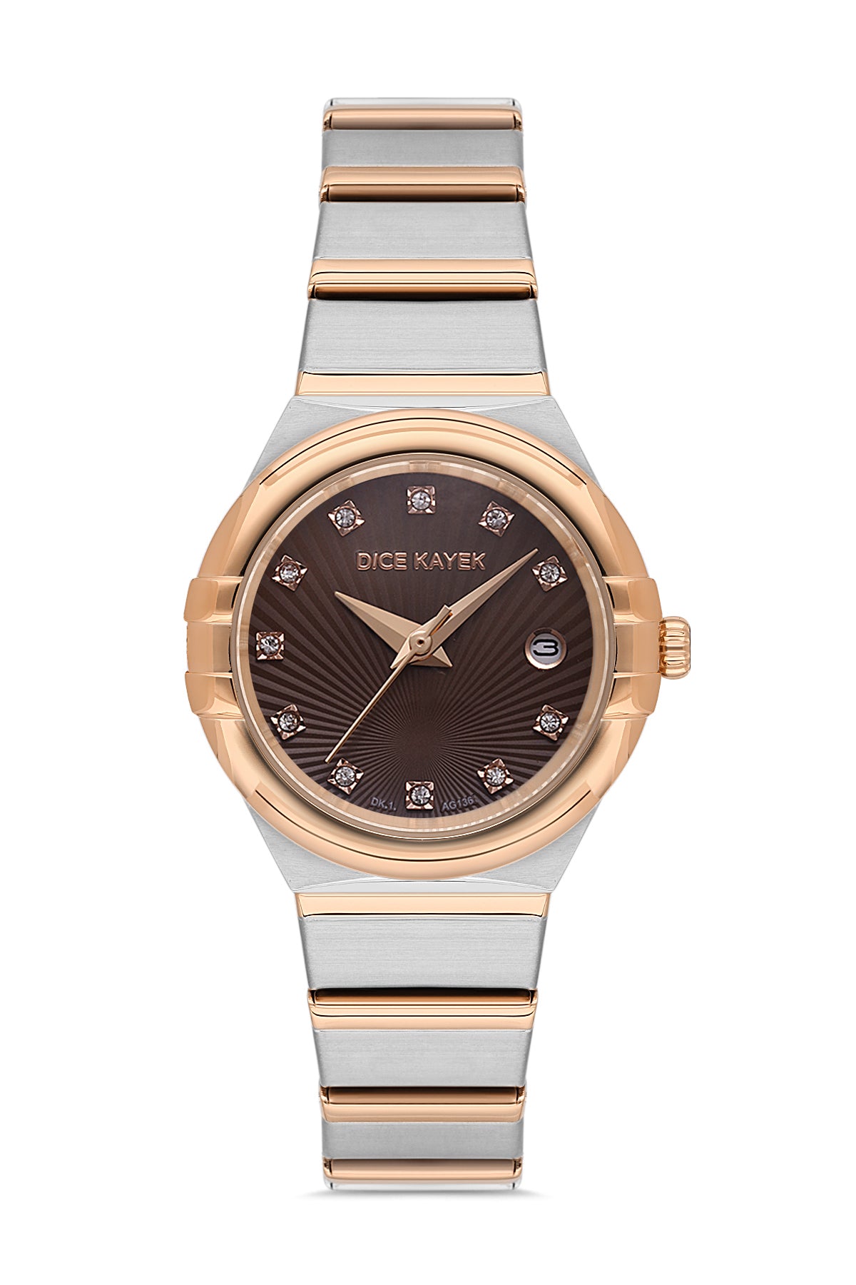 Dice Kayek Women's Brown Dial Rose Gold & Silver Stainless Steel Watch - DK.1.AG1368.06