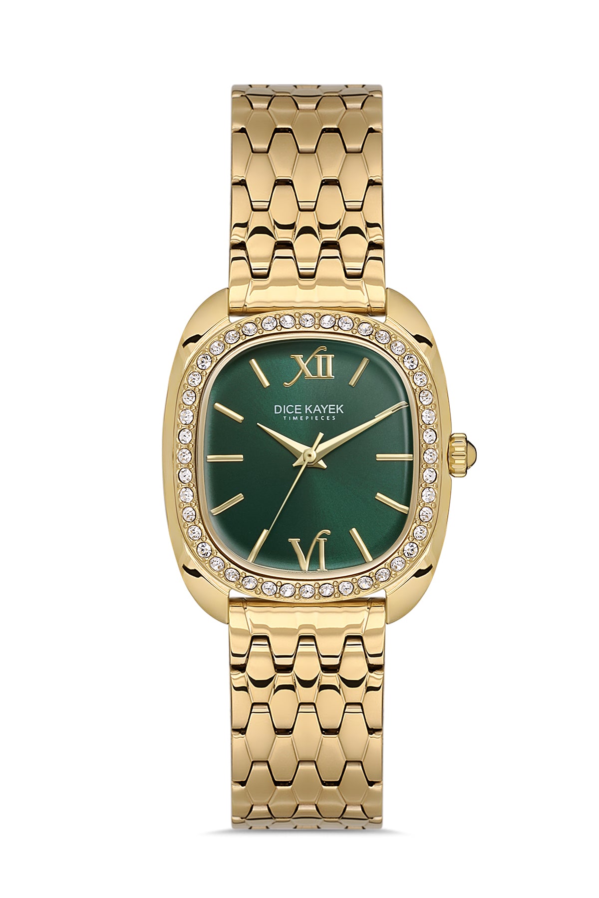 DICE KAYEK Yeşil Kadranlı Sari Paslanmaz masif çelik Kadın Kol Saati - DK.1.AG1380.07