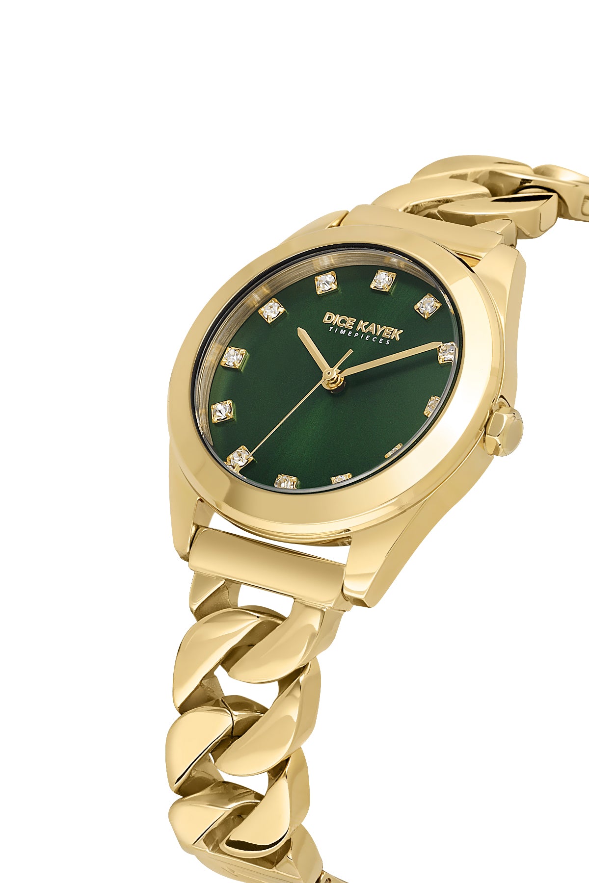 DICE KAYEK Yeşil Kadranlı Sari Paslanmaz masif çelik Kadın Kol Saati - DK.1.AG1415.06
