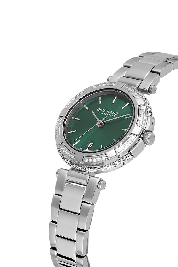 DICE KAYEK Women's Silver Watch With Green Dial - DK.1.AG1398.02