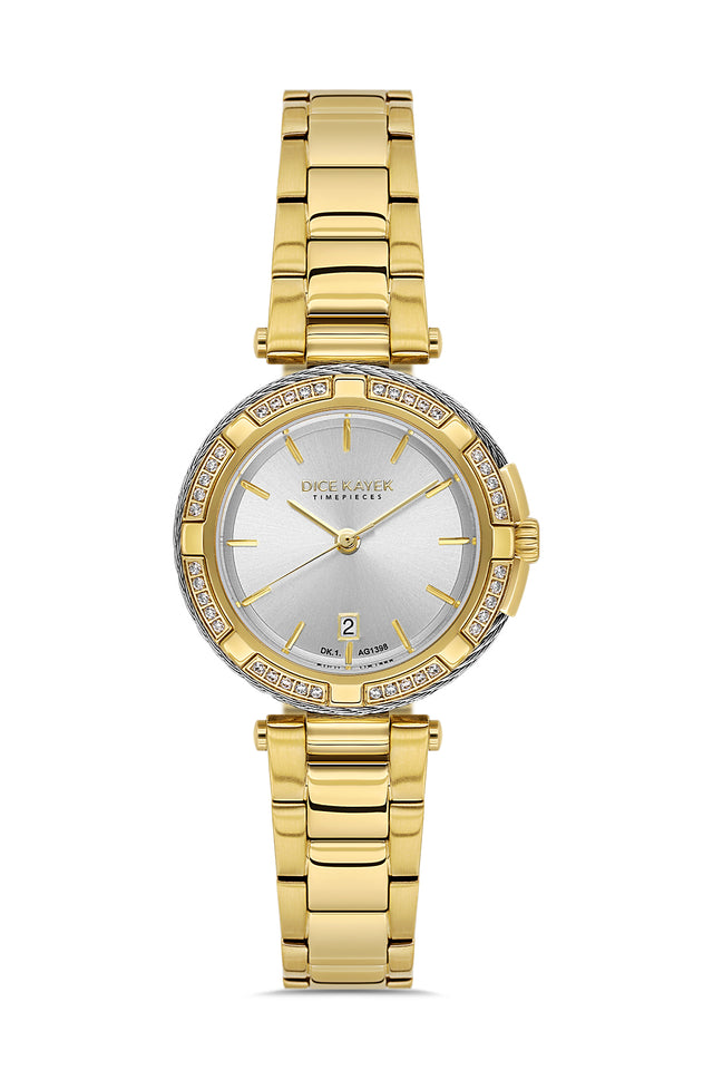 DICE KAYEK Women's Gold Watch With Silver Dial - DK.1.AG1398.03