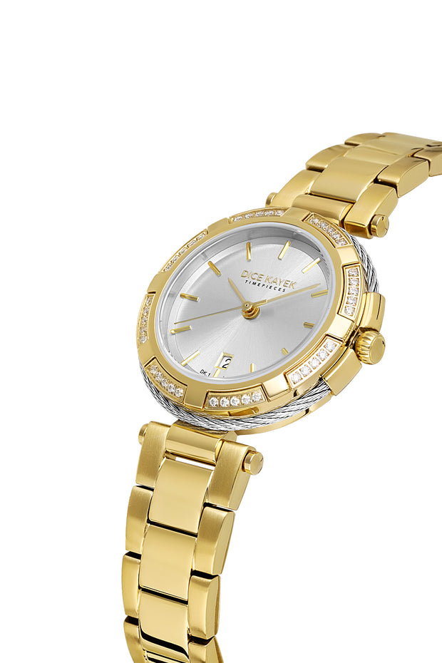 DICE KAYEK Women's Gold Watch With Silver Dial - DK.1.AG1398.03