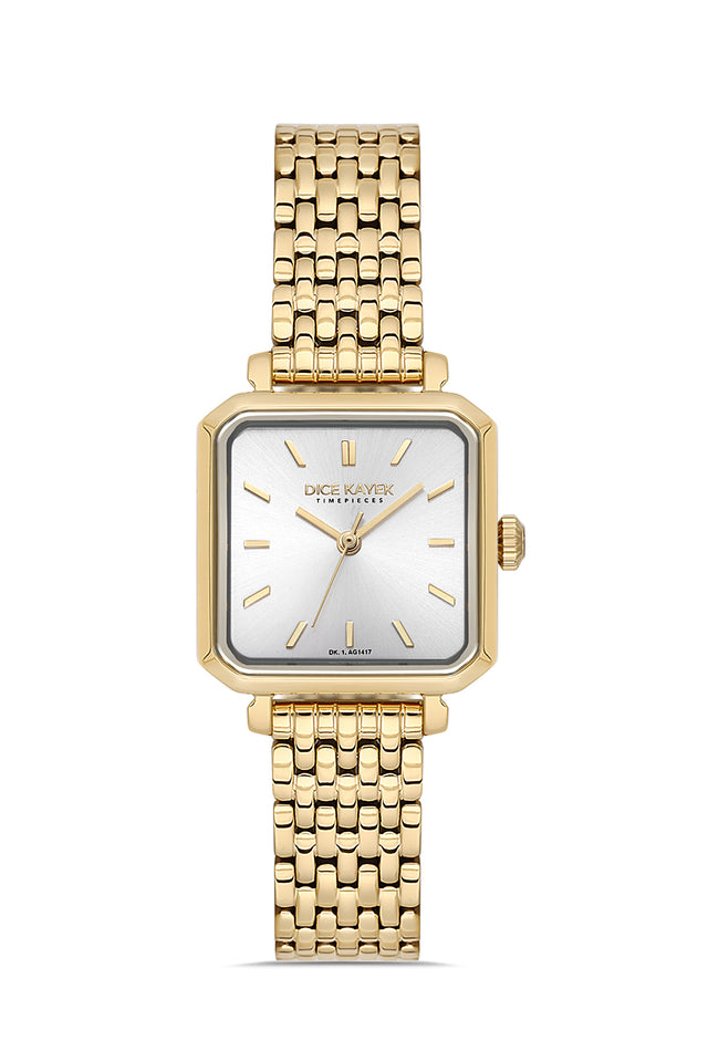 Dice Kayek women's wristwatch with silver dial and gold-plated case, model DK.1.AG1417.04 — front view