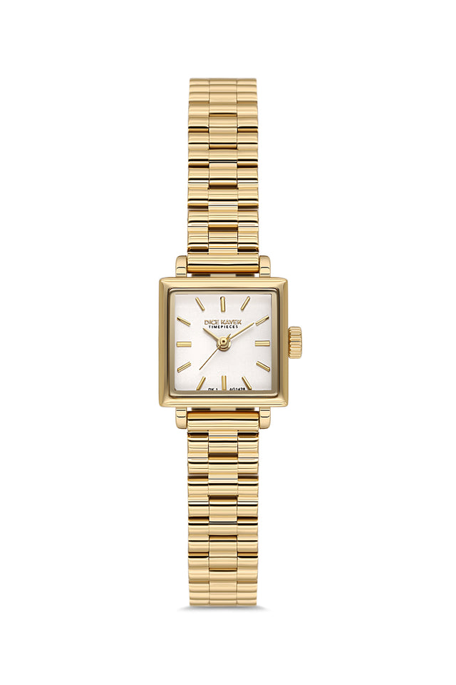 Dice Kayek women's wristwatch with silver dial and gold-plated case, model DK.1.AG1428.20 — front view