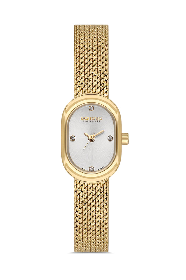 Dice Kayek women's wristwatch with silver dial and gold-plated case, model DK.1.AG1473.20 — front view