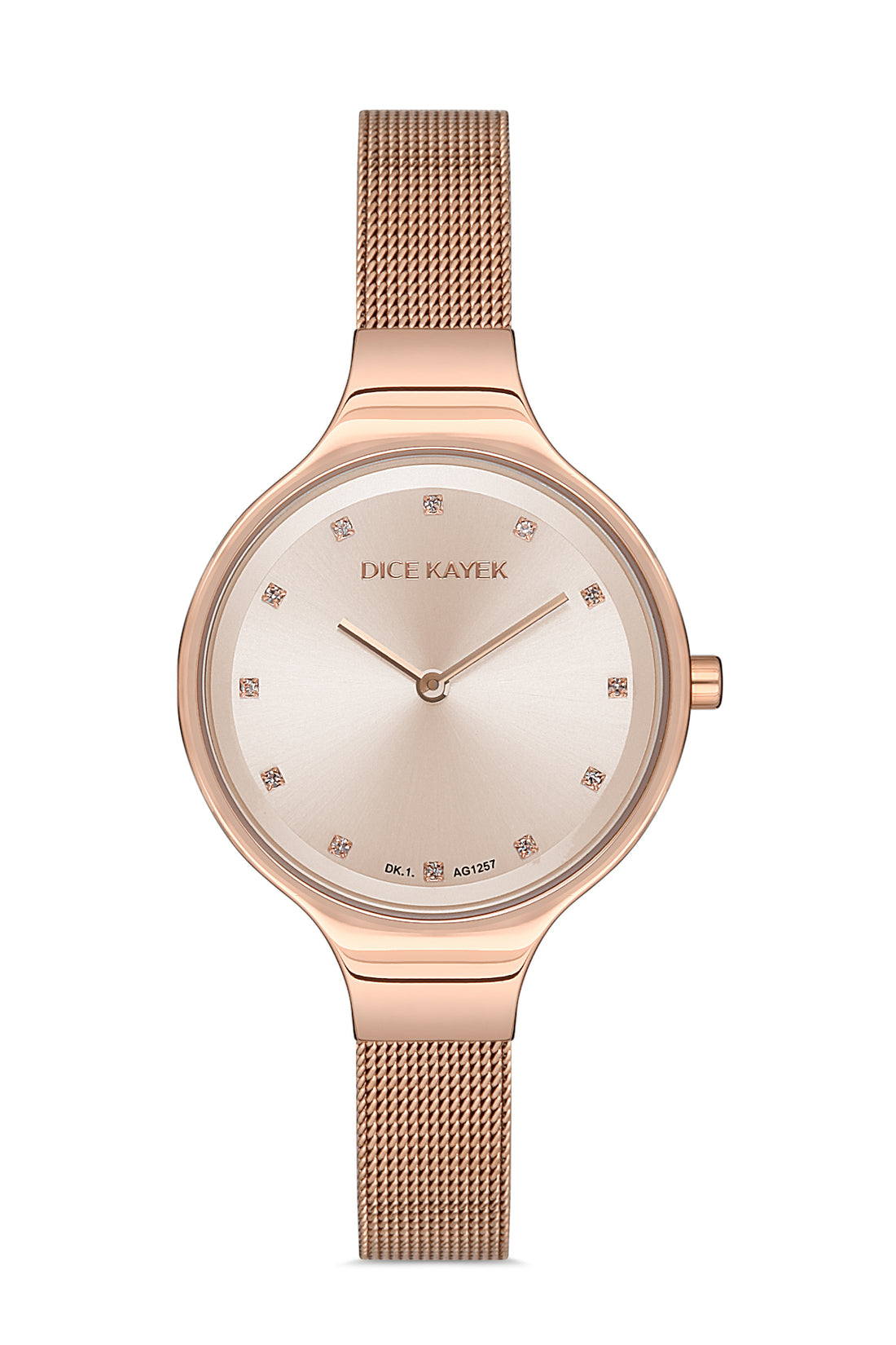 Dice Kayek rose kadranlı rose kaplamalı kadın kol saati, model DK.1.AG1257.03 — ön görünüm