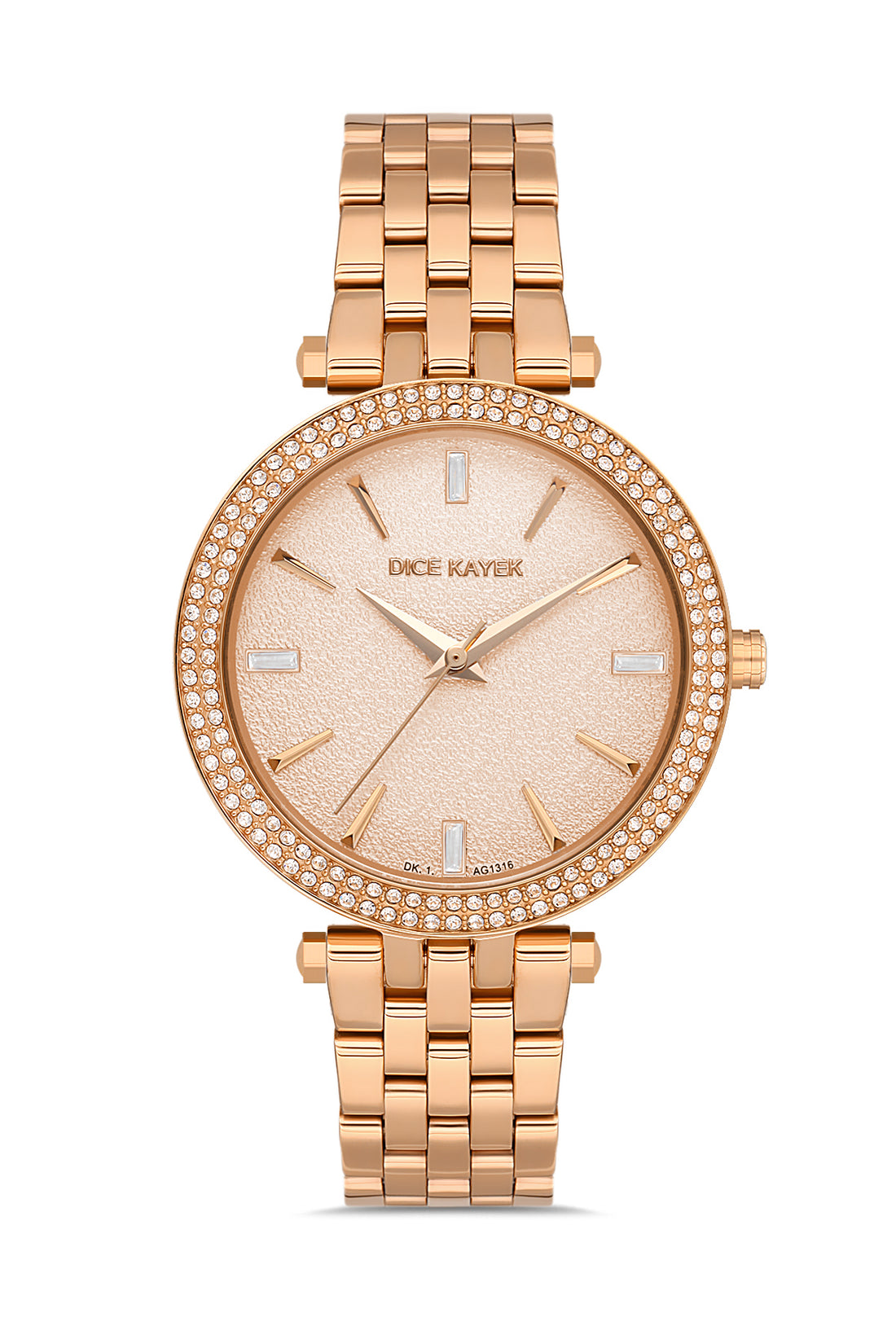 Dice Kayek rose kadranlı rose kaplamalı kadın kol saati, model DK.1.AG1316.08 — ön görünüm