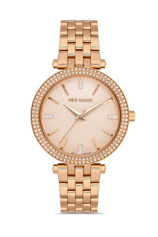 Dice Kayek rose kadranlı rose kaplamalı kadın kol saati, model DK.1.AG1316.08 — ön görünüm