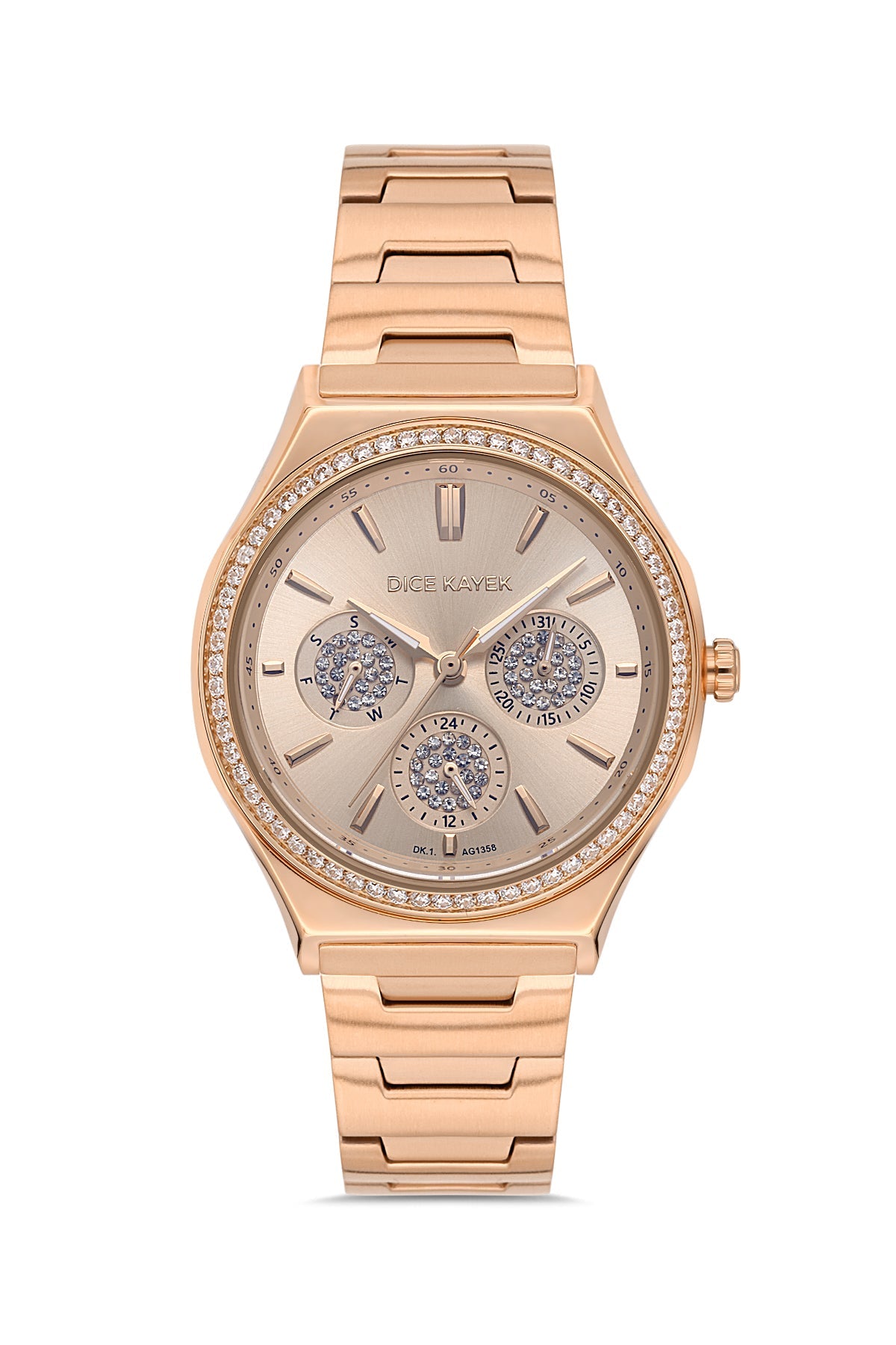 DICE KAYEK Rose Kadranlı Rose Kaplamalı Kadın Kol Saati - DK.1.AG1358.09