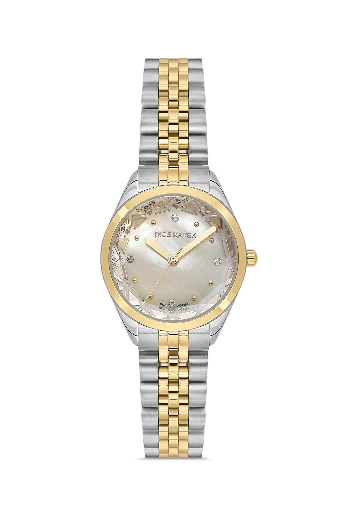 DICE KAYEK Sarı Kadranlı Sarı Beyaz Kaplamalı Kadın Kol Saati - DK.1.AG1351.05