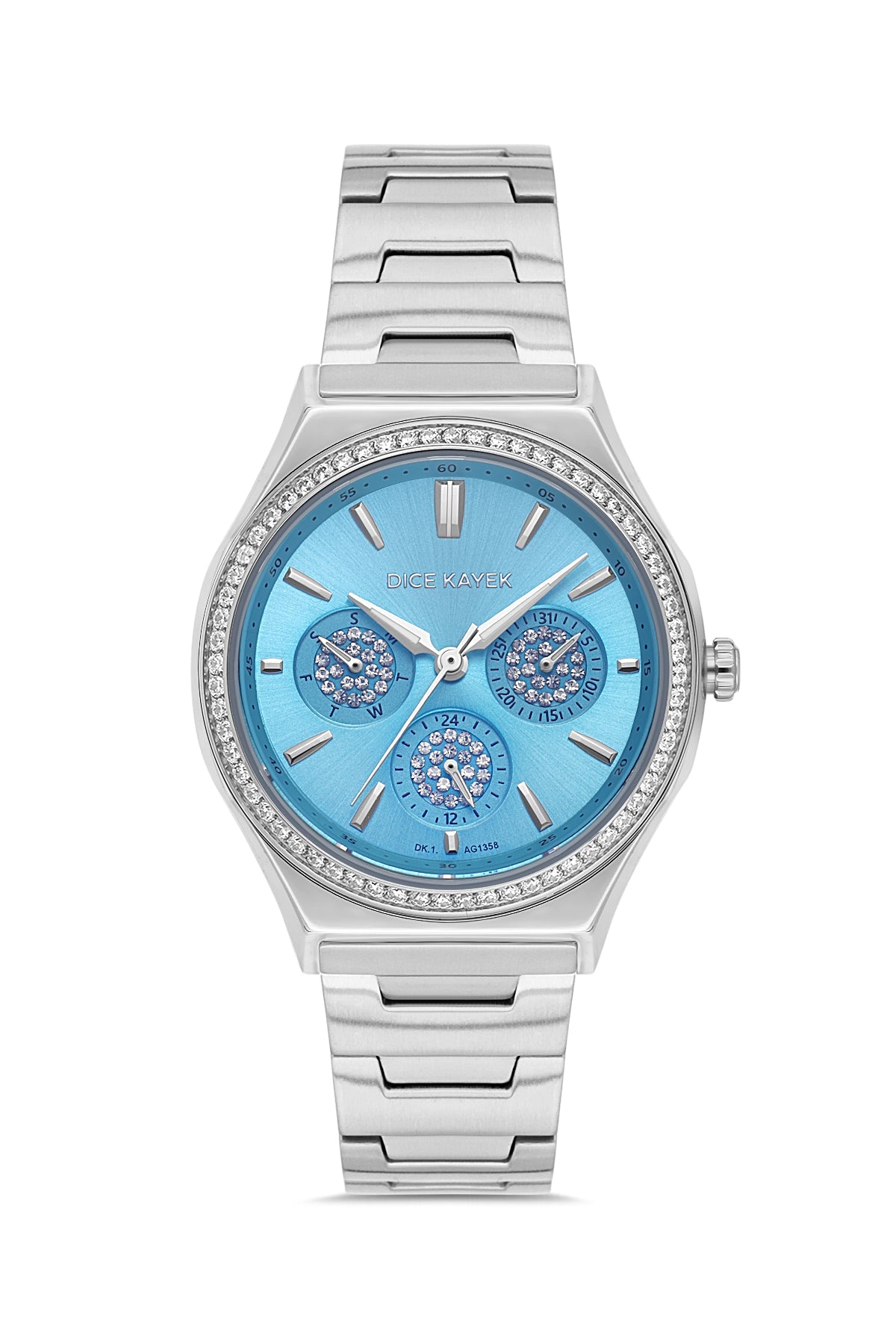 DICE KAYEK Turkuaz Kadranlı Gümüş Kaplamalı Kadın Kol Saati - DK.1.AG1358.04