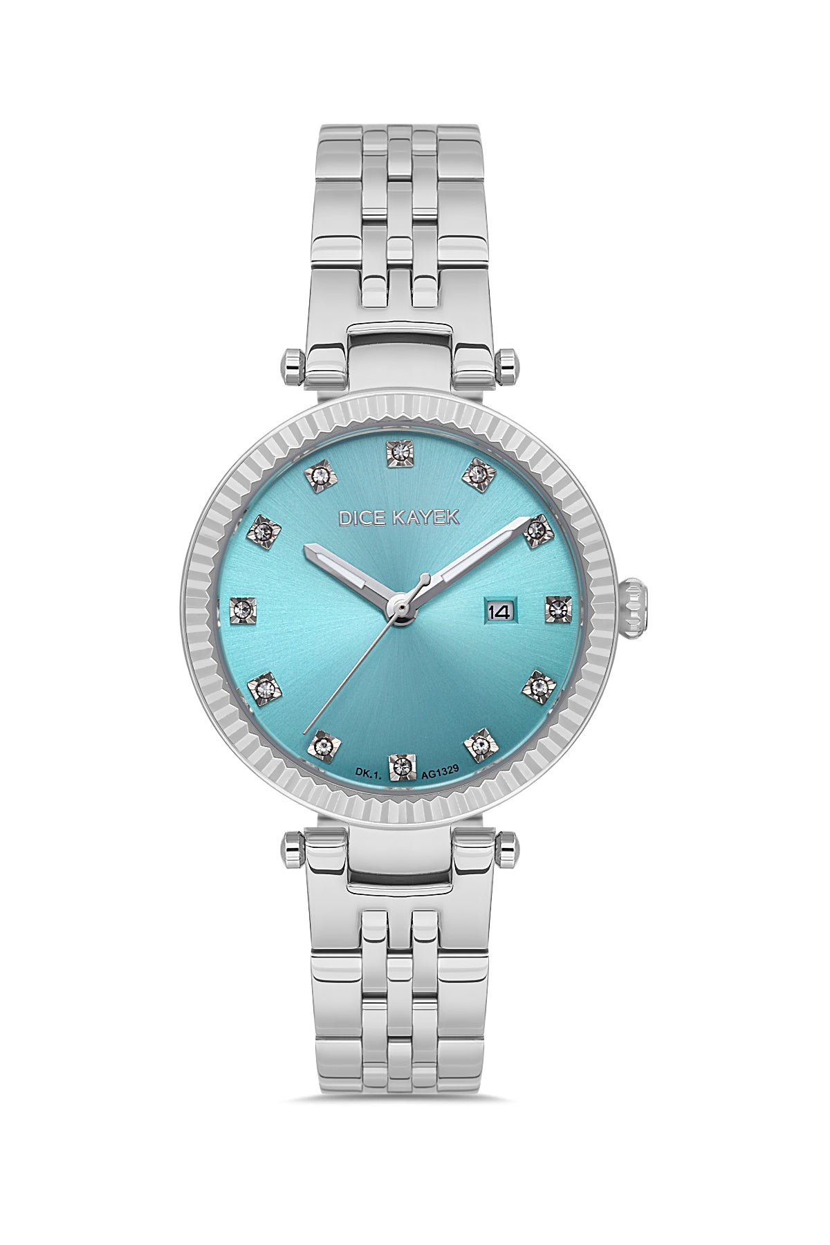DICE KAYEK Turkuaz Kadranlı Gümüş Kaplamalı Kadın Kol Saati - DK.1.AG1329.02