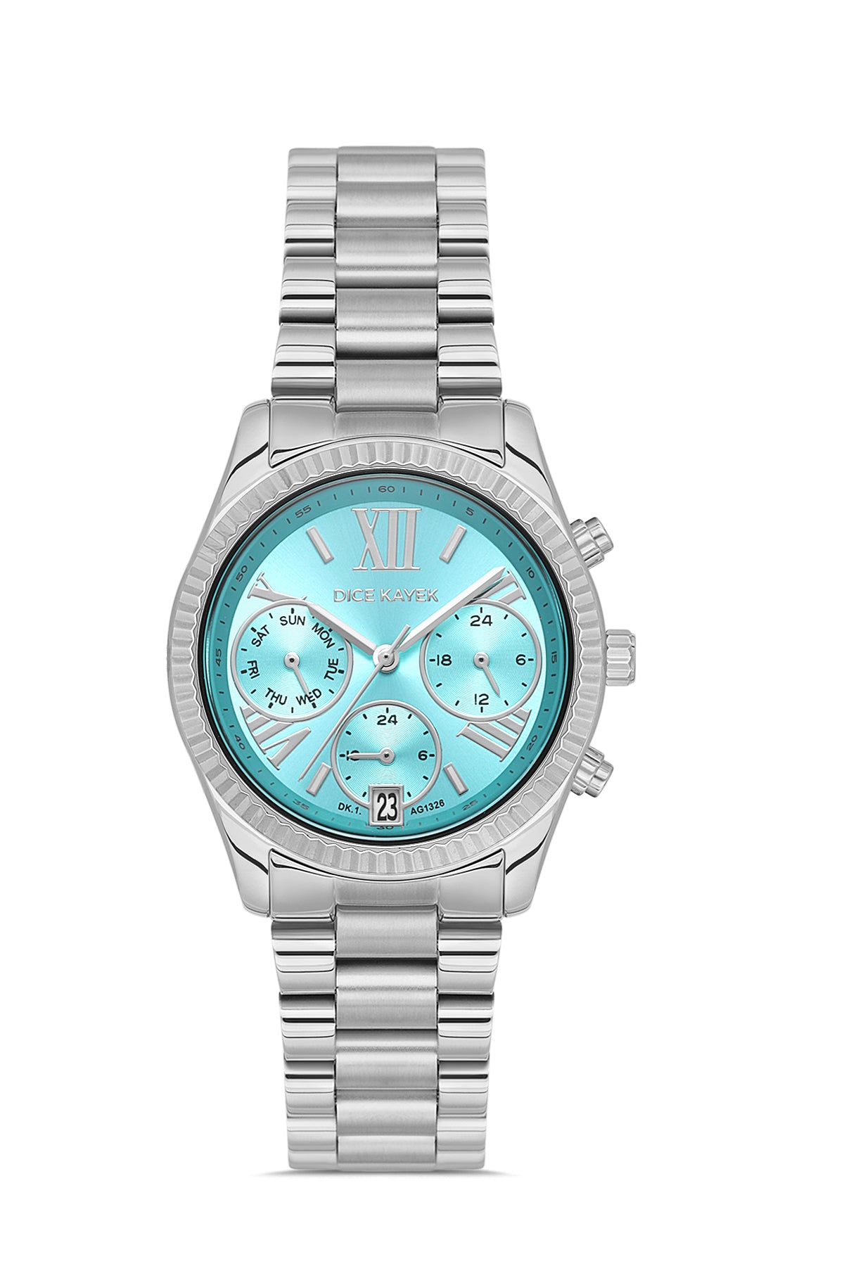 DICE KAYEK Turkuaz Kadranlı Gümüş Kaplamalı Kadın Kol Saati - DK.1.AG1326.02