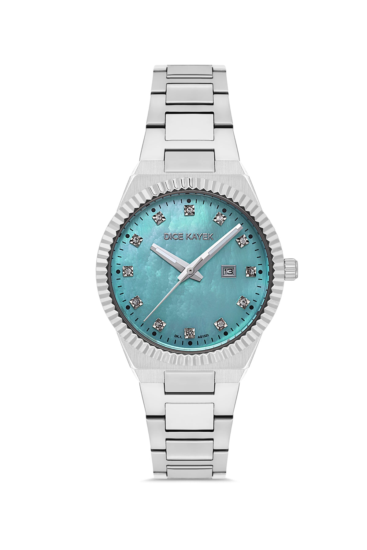 DICE KAYEK Turkuaz Kadranlı Gümüş Kaplamalı Kadın Kol Saati - DK.1.AG1331.02