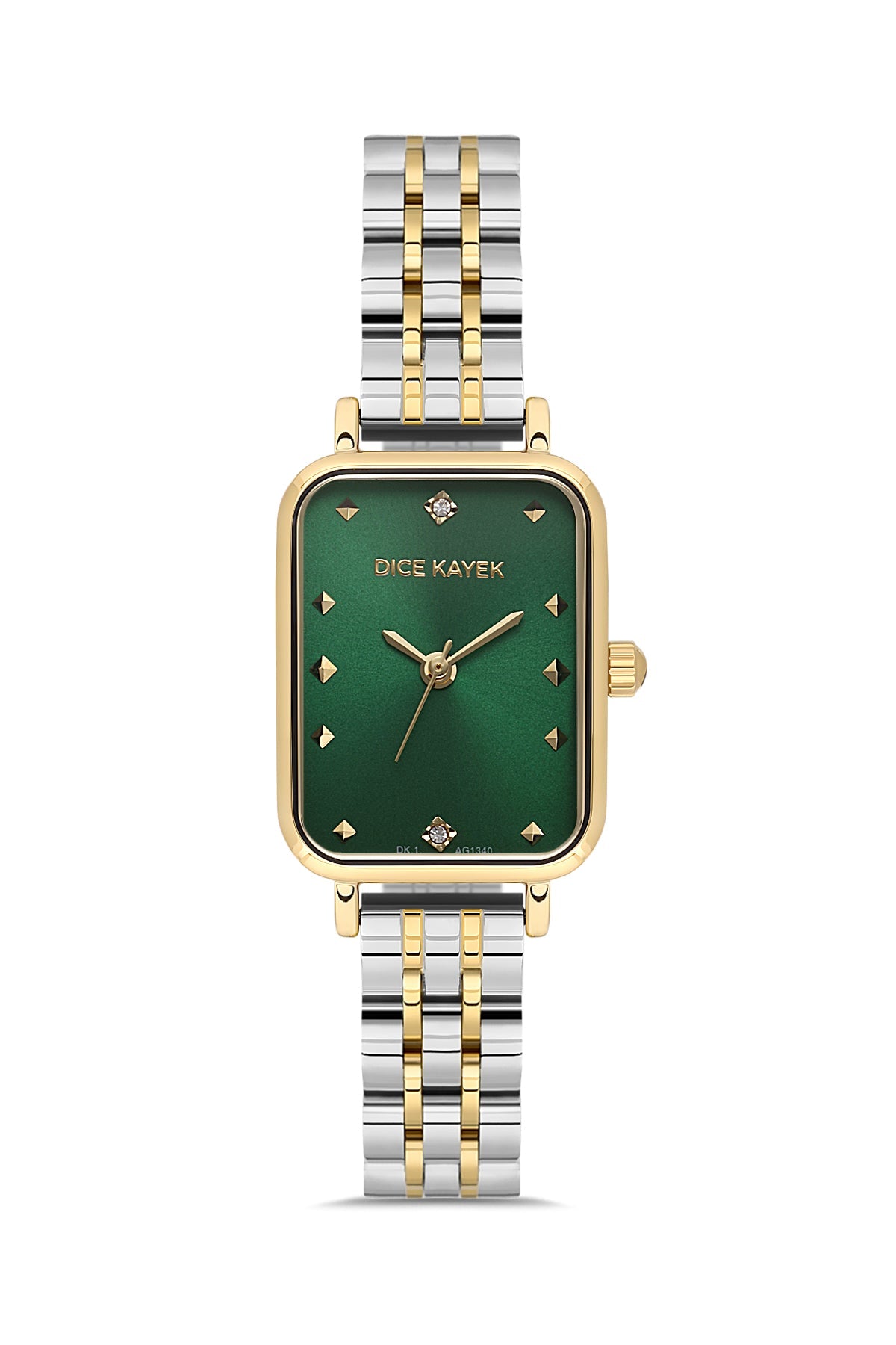 DICE KAYEK Yeşil Kadranlı Sarı Beyaz Kaplamalı Kadın Kol Saati - DK.1.AG1340.04