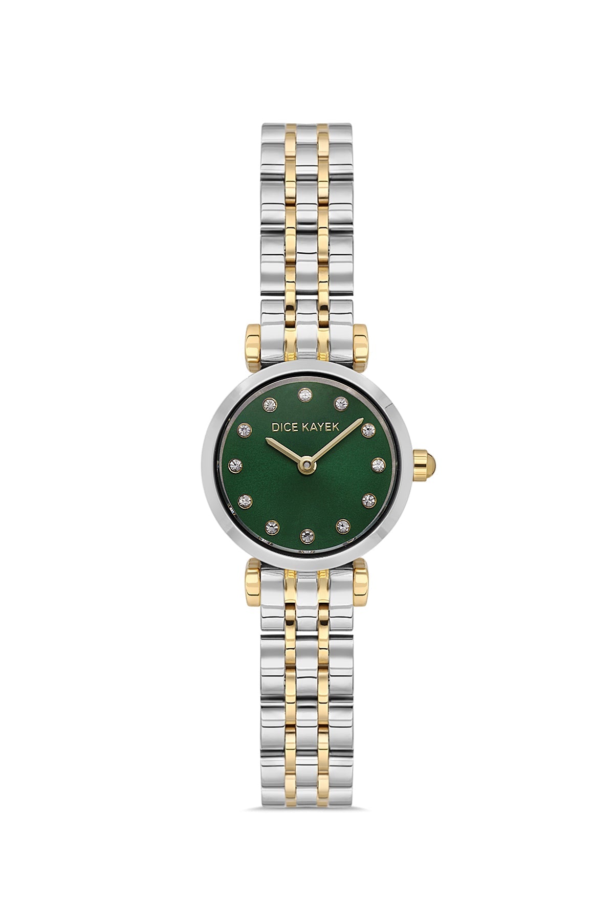 DICE KAYEK Yeşil Kadranlı Sarı Beyaz Kaplamalı Kadın Kol Saati - DK.1.AG1349.05