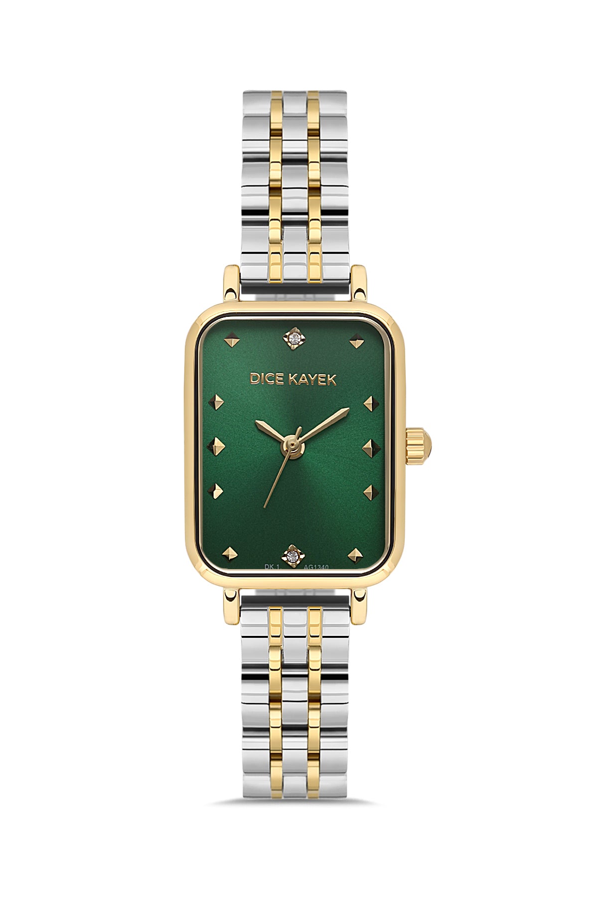 DICE KAYEK Yeşil Kadranlı Sarı Beyaz Kaplamalı Kadın Kol Saati - DK.1.AG1340.04