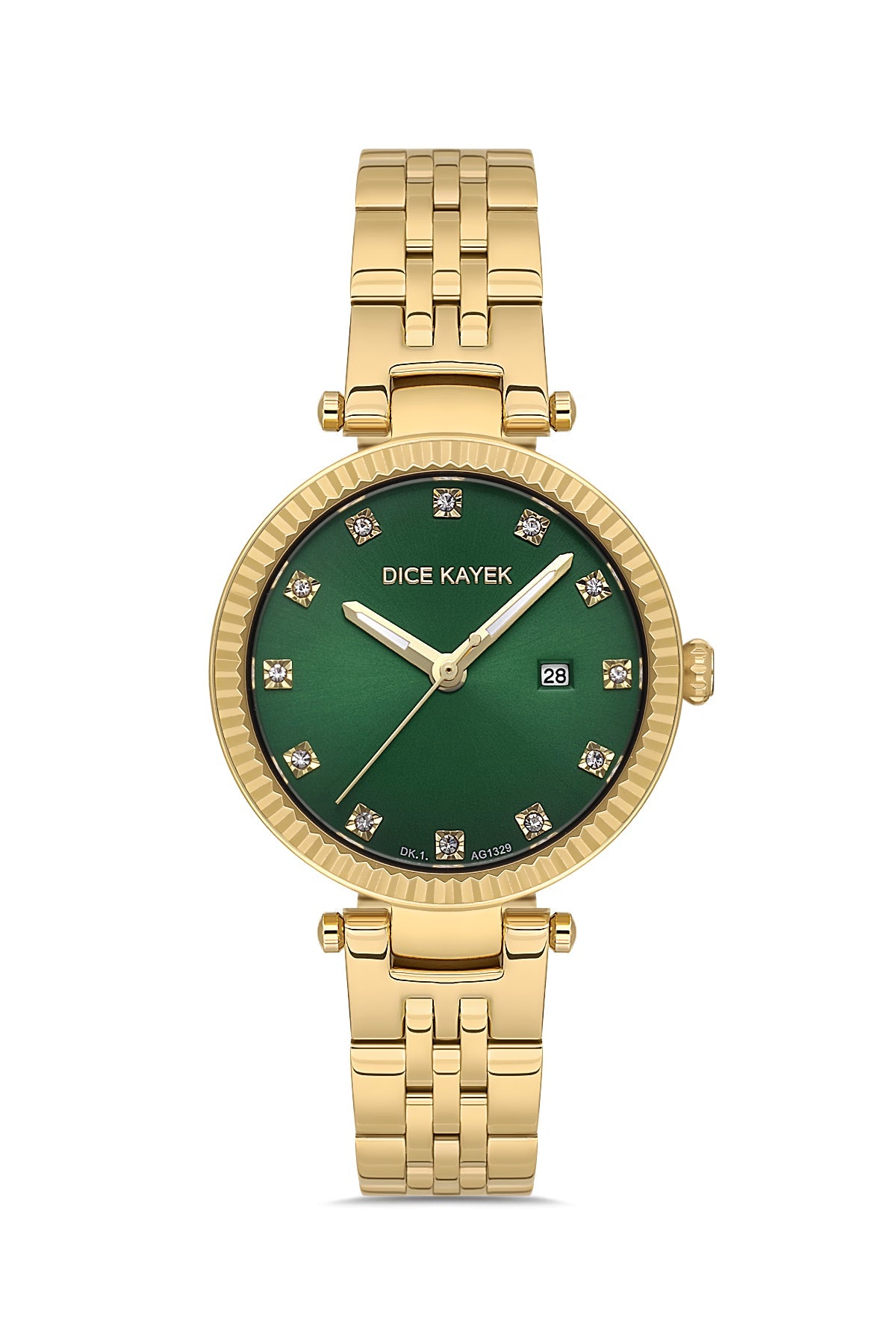 DICE KAYEK Yeşil Kadranlı Sarı Kaplamalı Kadın Kol Saati - DK.1.AG1329.10
