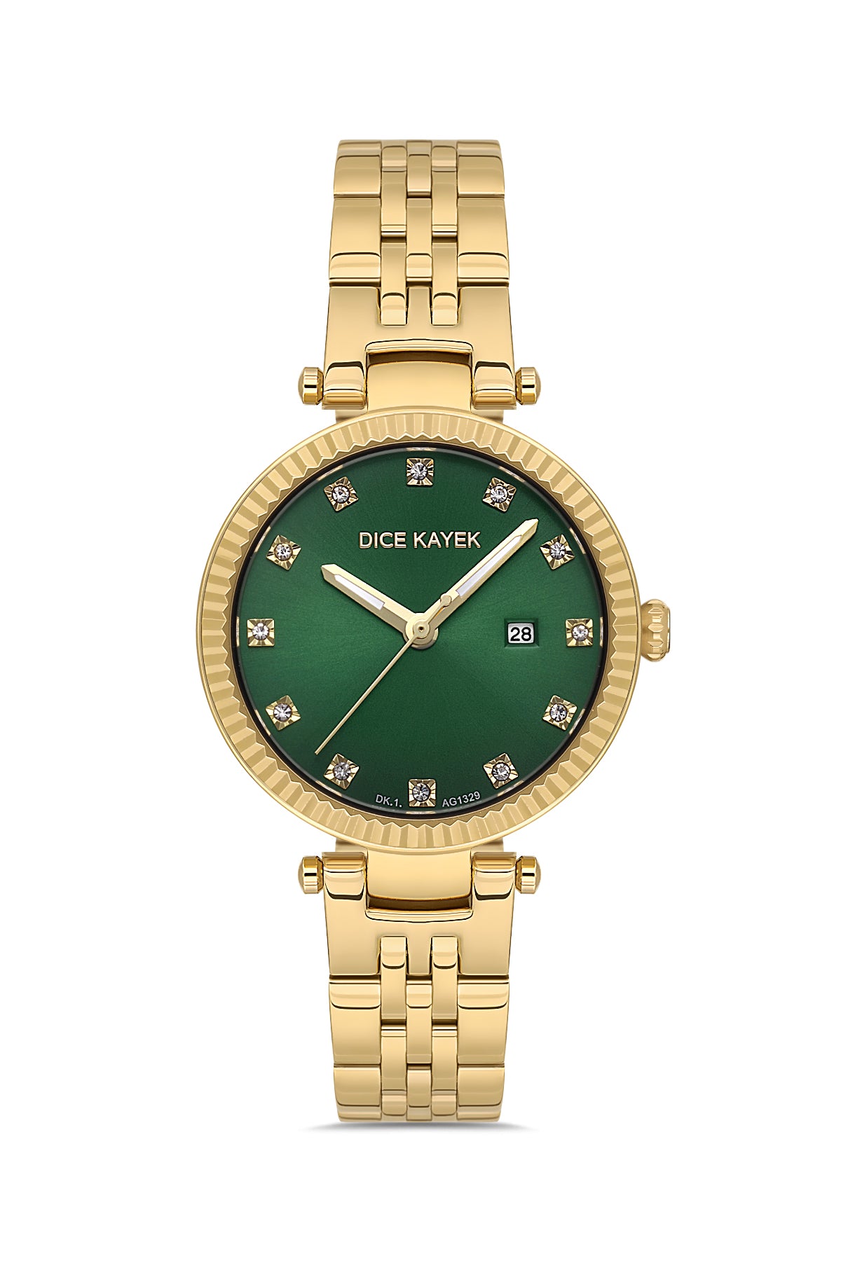 DICE KAYEK Yeşil Kadranlı Sarı Kaplamalı Kadın Kol Saati - DK.1.AG1329.10