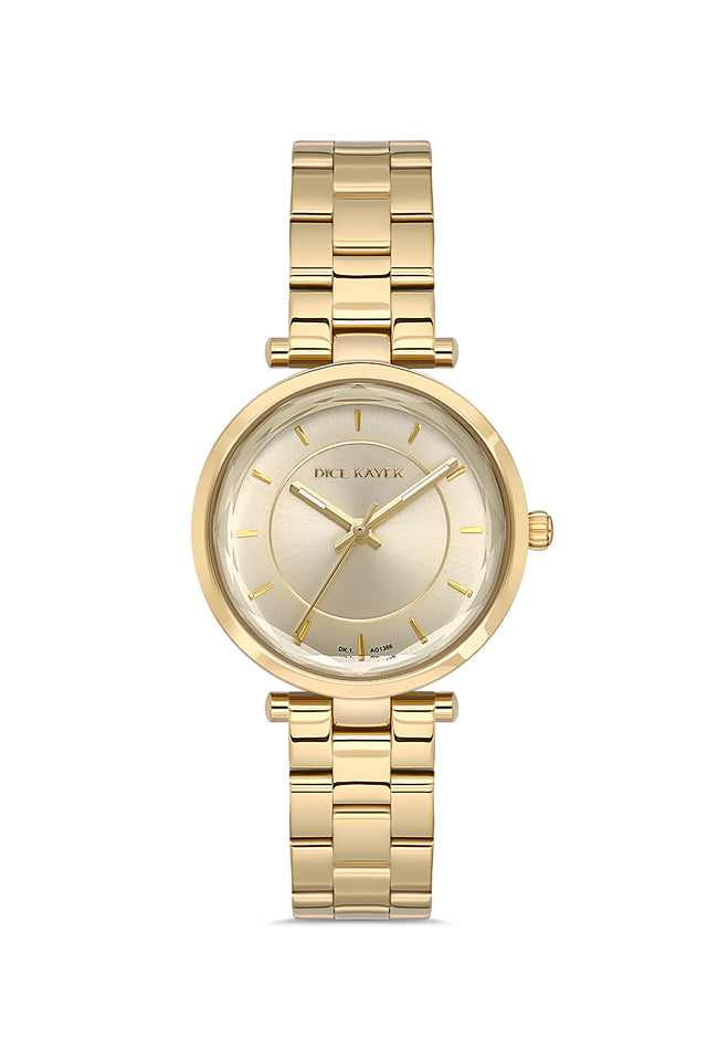 Dice Kayek women's wristwatch with yellow dial and gold-plated case, model DK.1.AG1366.08 — front view