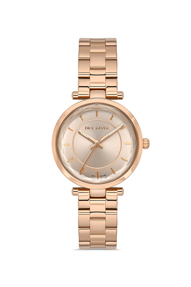 Dice Kayek women's wristwatch with rose dial and rose gold-plated case, model DK.1.AG1366.09 — front view